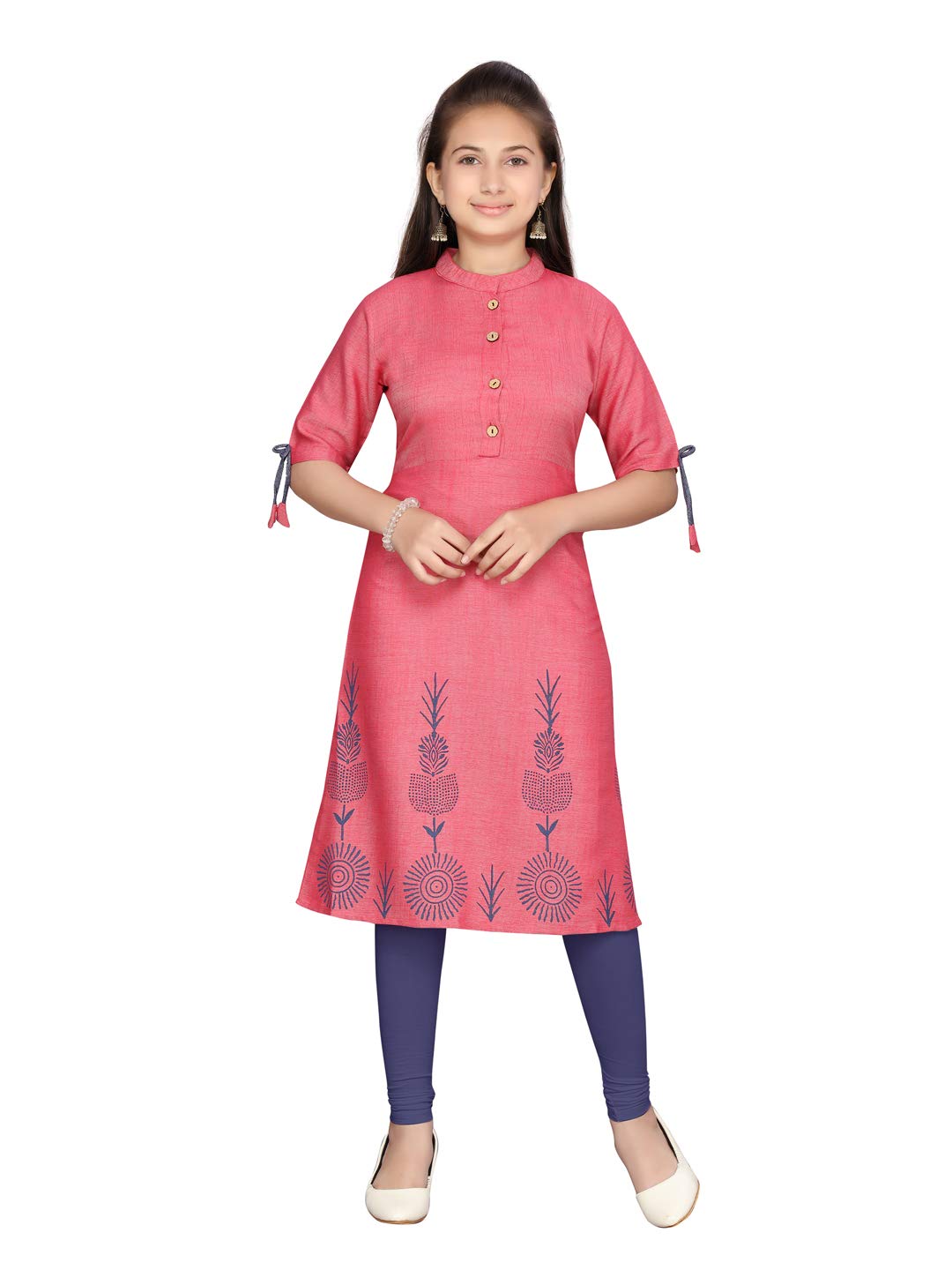 Aarika GirlS Cotton Regular Tunic Shirt (Kurti-K-42_Red_40)