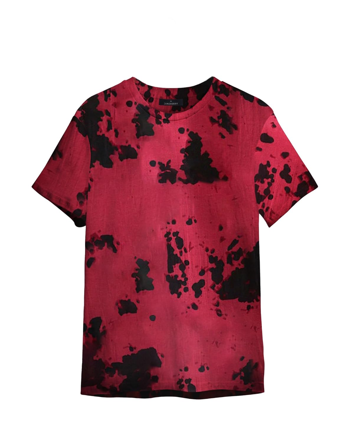 Juneberry Cotton Blend Regular Fit Half Sleeves Round Neck Tie & Dye T-Shirt For Women (Maroon)