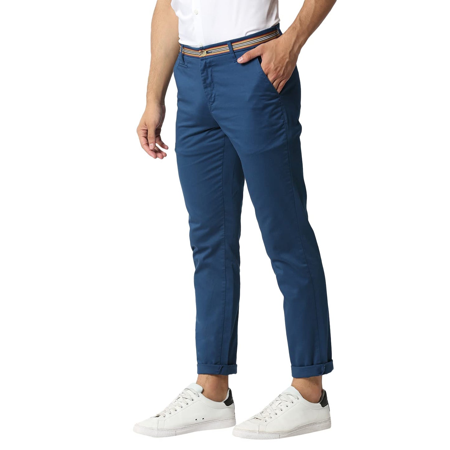 Thomas Scott Mens Solid Slim Fit Trouser Midnight Blue