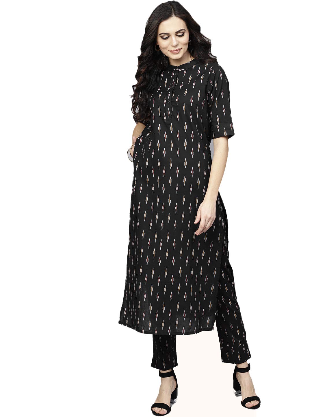 GoSriKi Womens Cotton Solid Straight Kurta with Palazzo