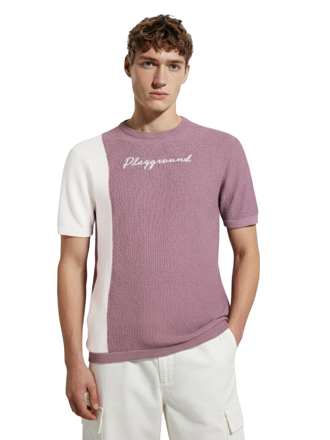 The Indian Garage Co Mens Slim Fit Half Sleeves Solid Crew Neck T-Shirt