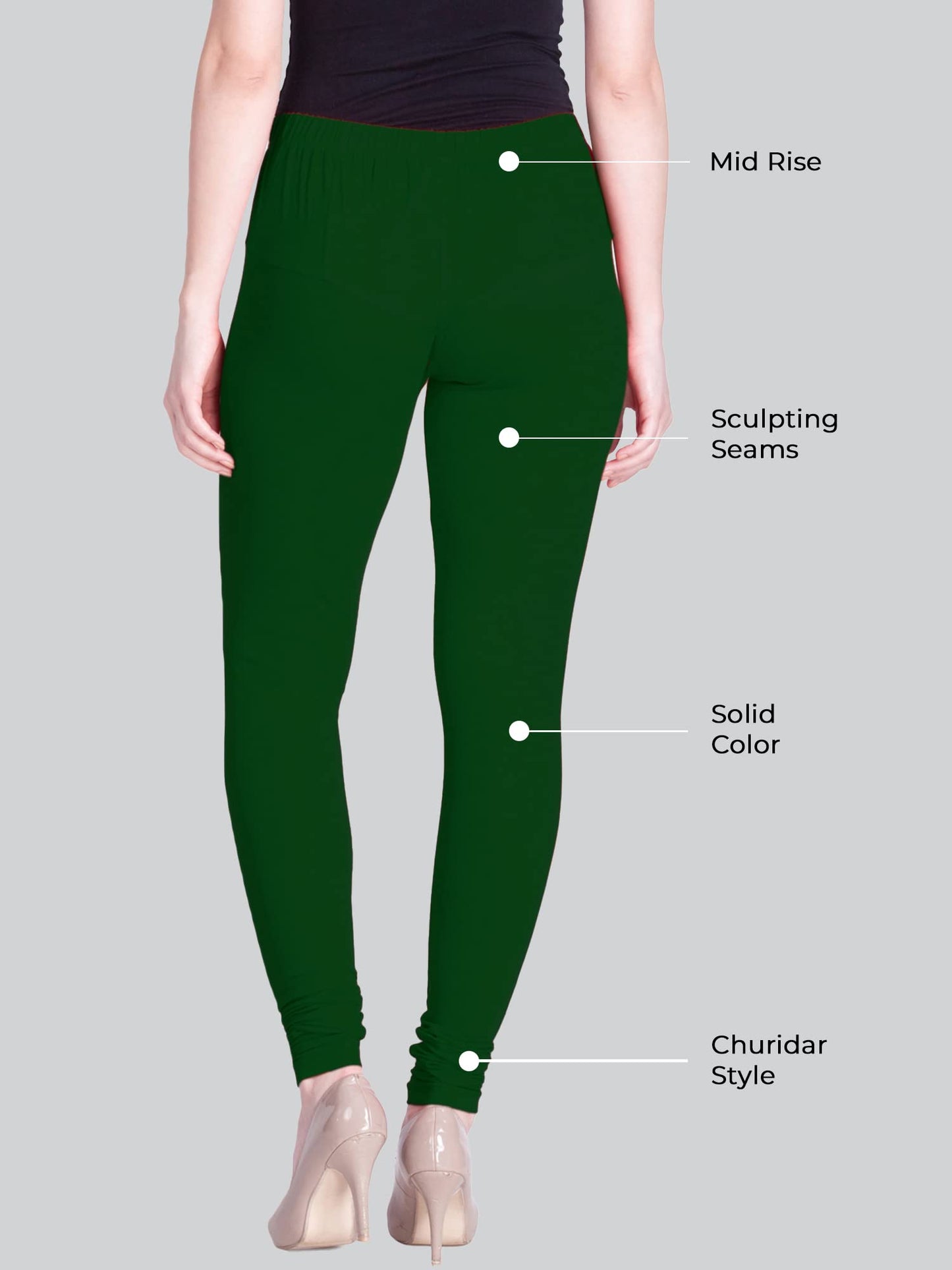 Lux Lyra Fourleaf Green Free Size Churidar Leggings