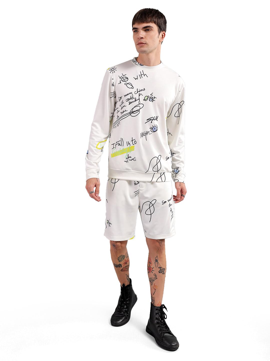 The Indian Garage Co Mens Polyester Regular Fit Printed Crew Neck & Co-ords Set