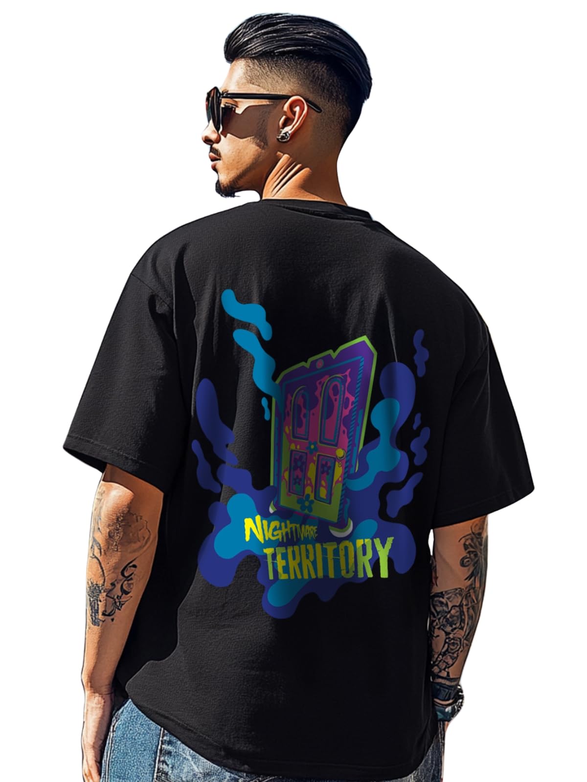 Veirdo Mens 100% Cotton Oversized Baggy Fit Official Disney Merchandise Goofy Graphic Printed T-Shirt
