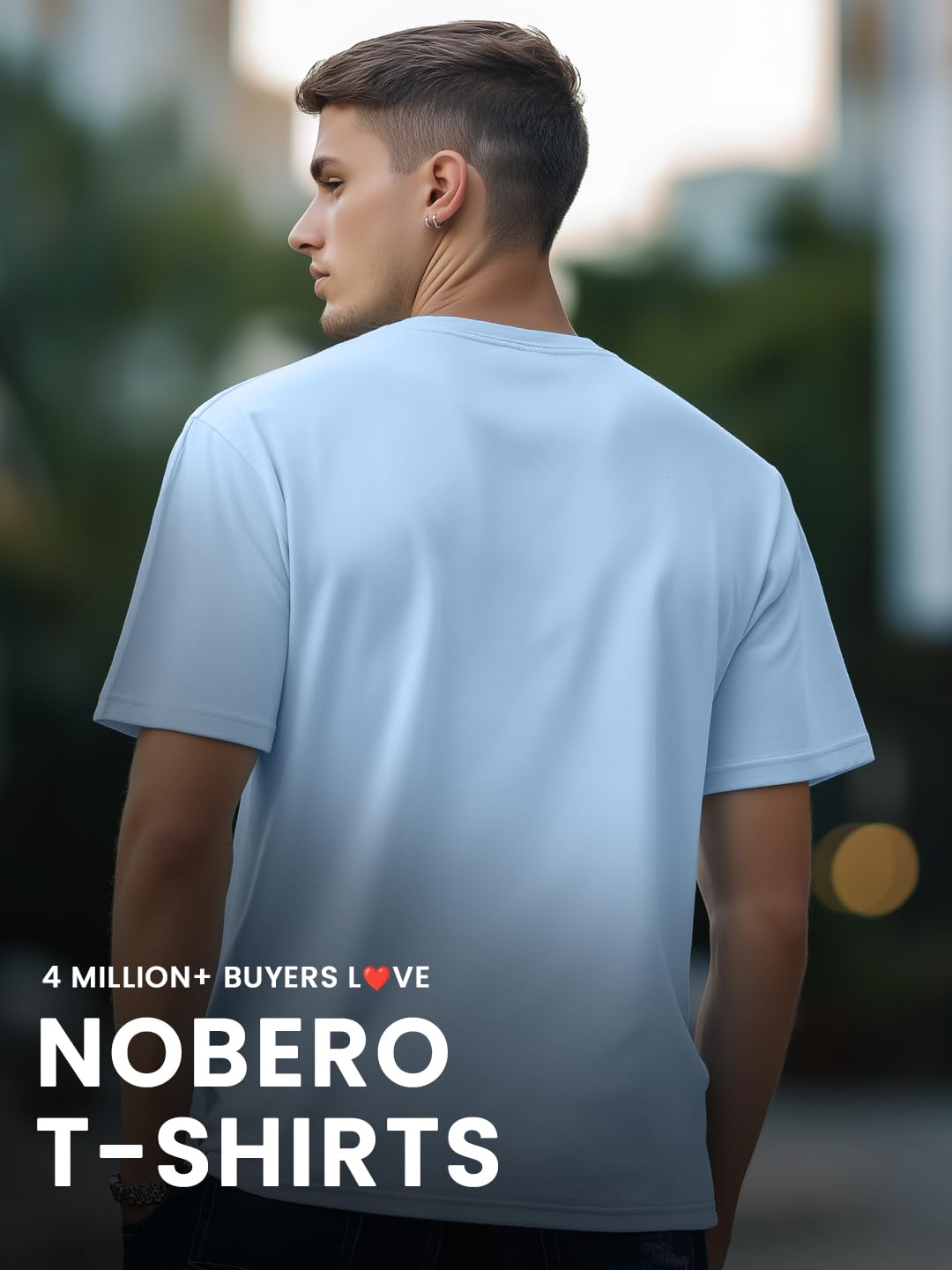 Nobero MenS Graphic Print Regular Fit T-Shirt (1M-Twts-C0815-Pb_Powder Blue