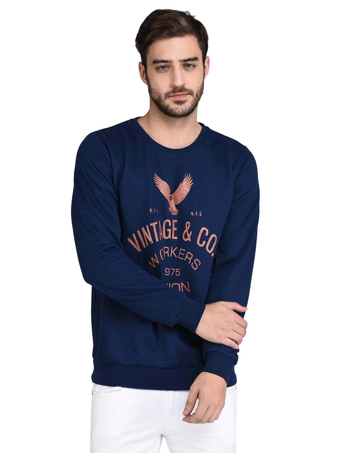 Rigo Blue Fleece Printed Sweatshirt-Full