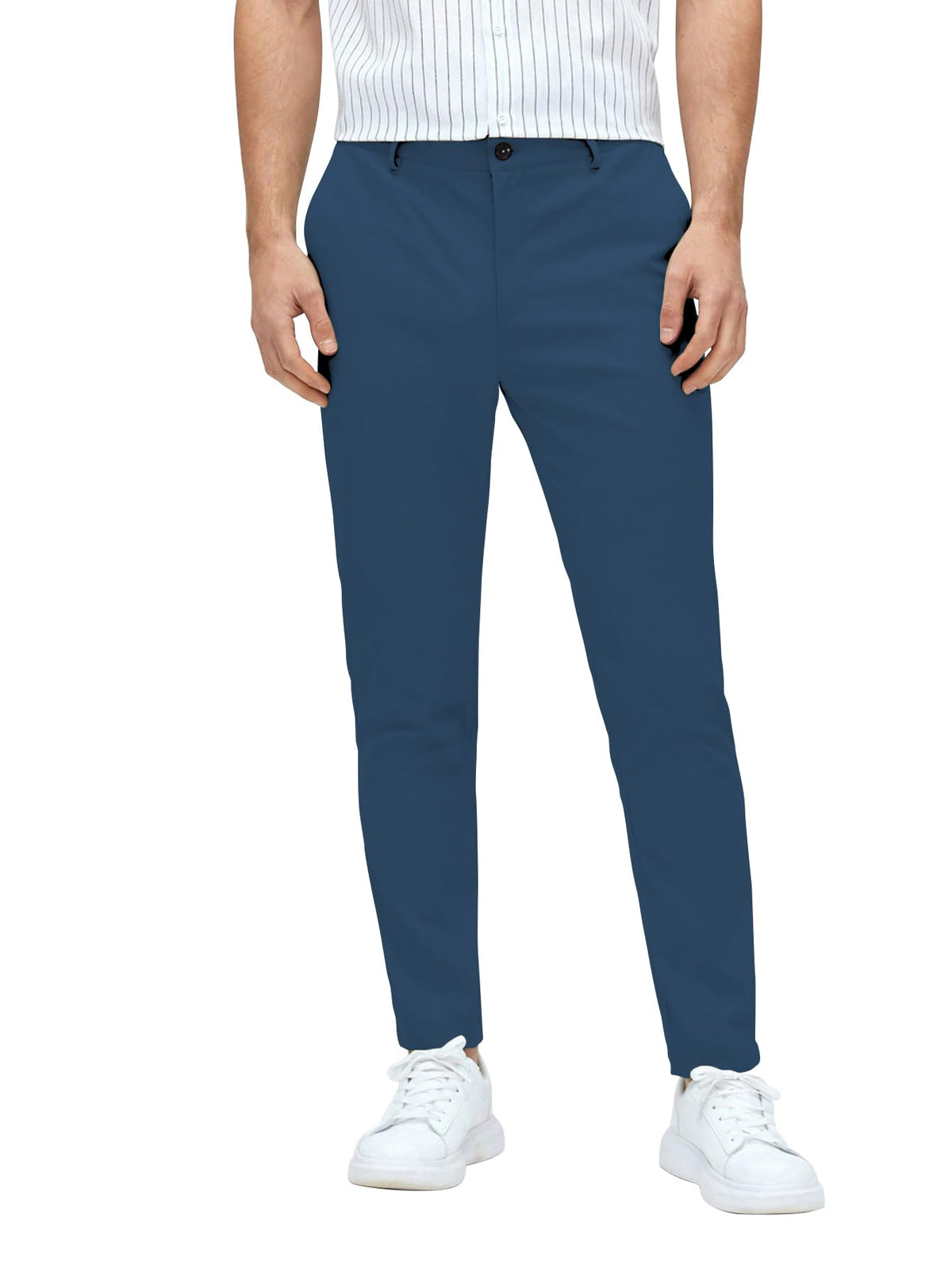 AVANOVA Mens Classic Dress Pants with Side Pockets | Solid Morpeach Tapered Suit Trousers, Business Formal Office Wear Regular F