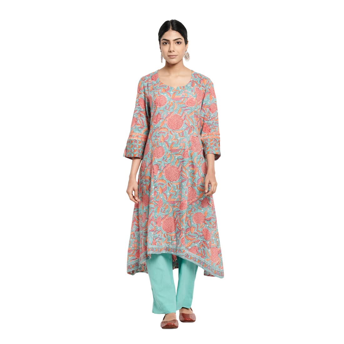 Fabindia WomenS Cotton Regular Kurta Set (6024899Blue_Blue_S)