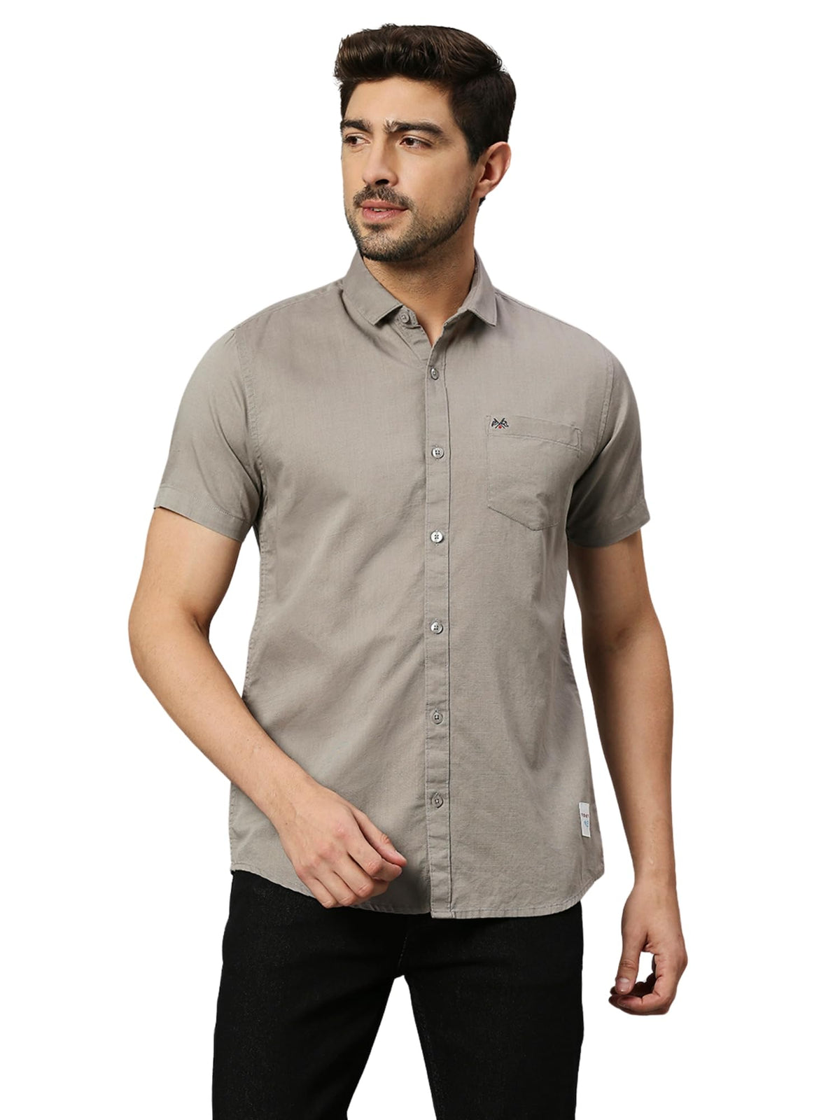 Thomas Scott Mens | Self Designed | Short Sleeves | Solid | Spread Collar | Slim Fit | Cotton Linen | Shirt | (TS1099_Seagreen_