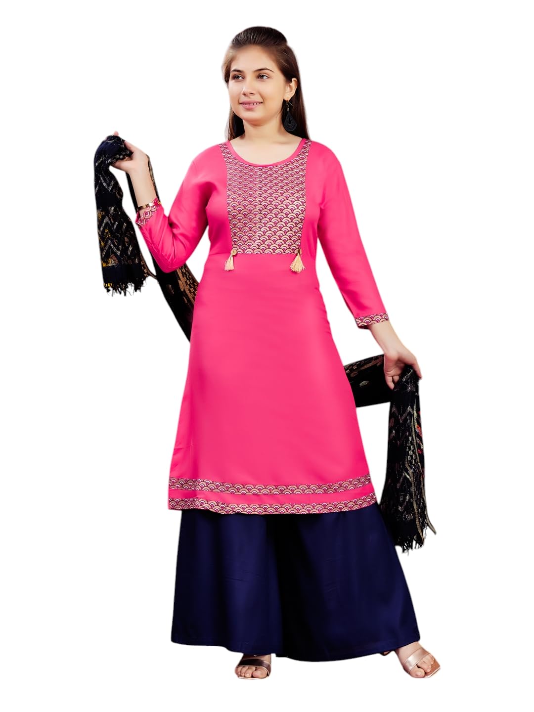 Aarika GirlS Cotton Regular Tunic Shirt (Kurti-E-22_Gajri_32)