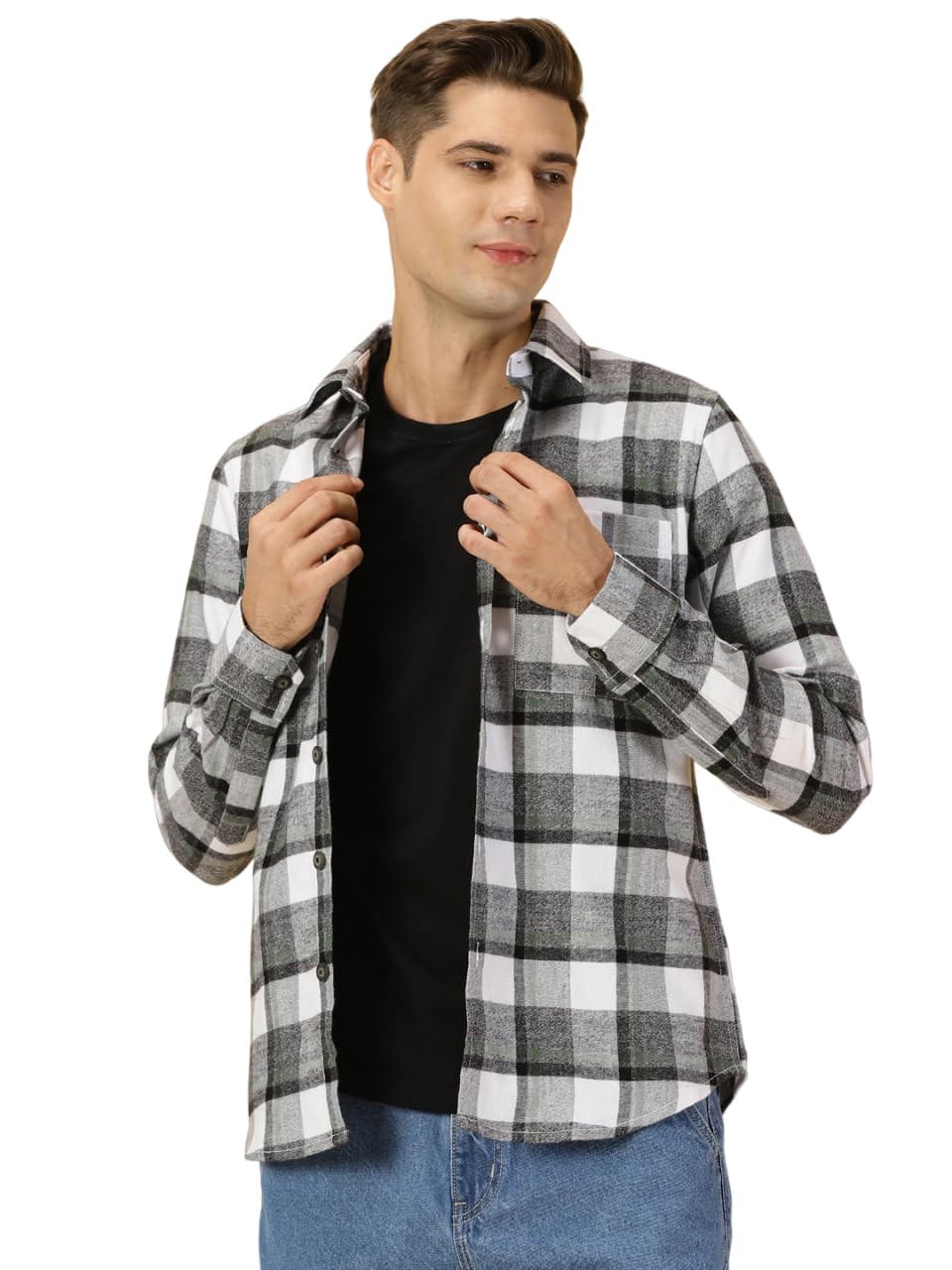 Thomas Scott Mens Checkered Slim Fit Shirt (TS1175_Green