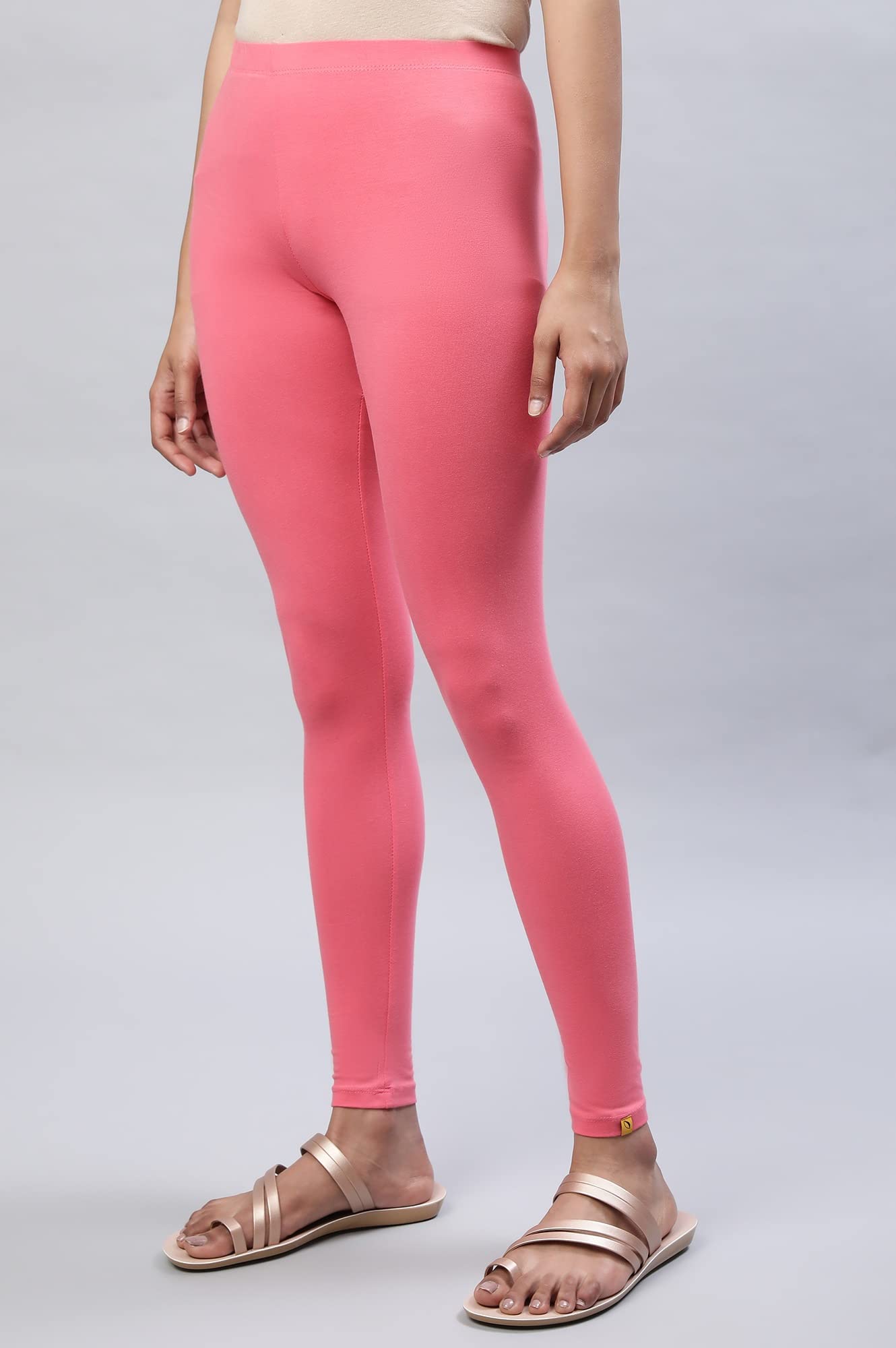 Aurelia Womens Pink Solid Cotton Blend Leggings
