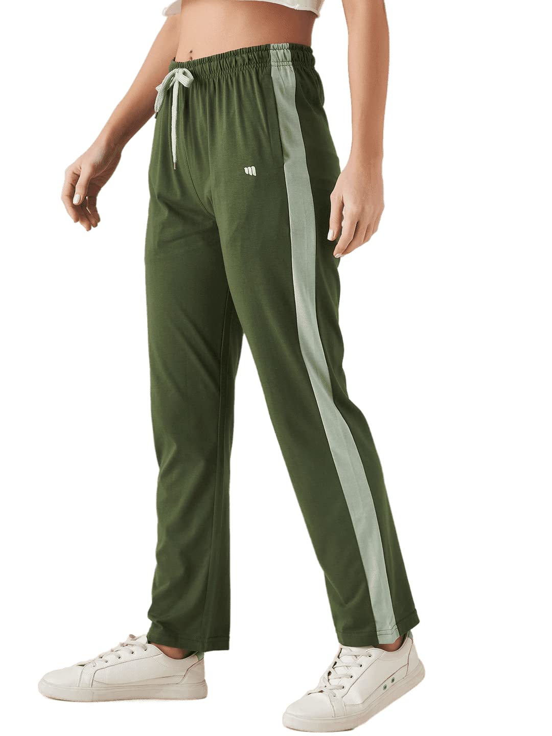 Modeve Striped Women Olive Track Pant