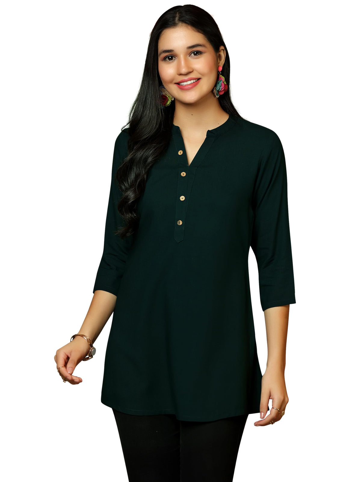 Libas WomenS Viscose Rayon Straight Kurtis (29290I_Green