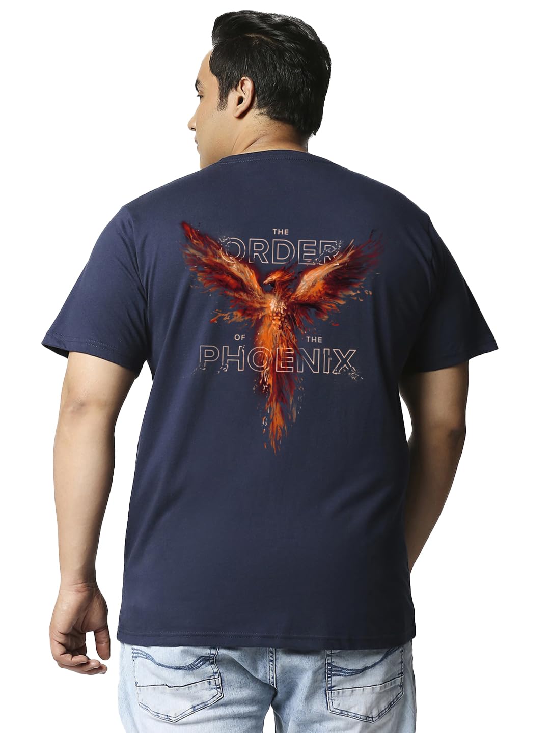 Bewakoof Official Harry Potter Merchandise Mens Graphic Printed Regular Fit Plus Size T-Shirt_625665_Blue_5XL