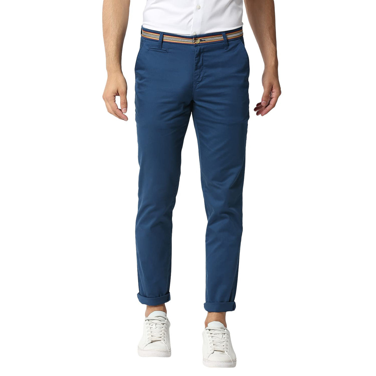 Thomas Scott Mens Solid Slim Fit Trouser Midnight Blue