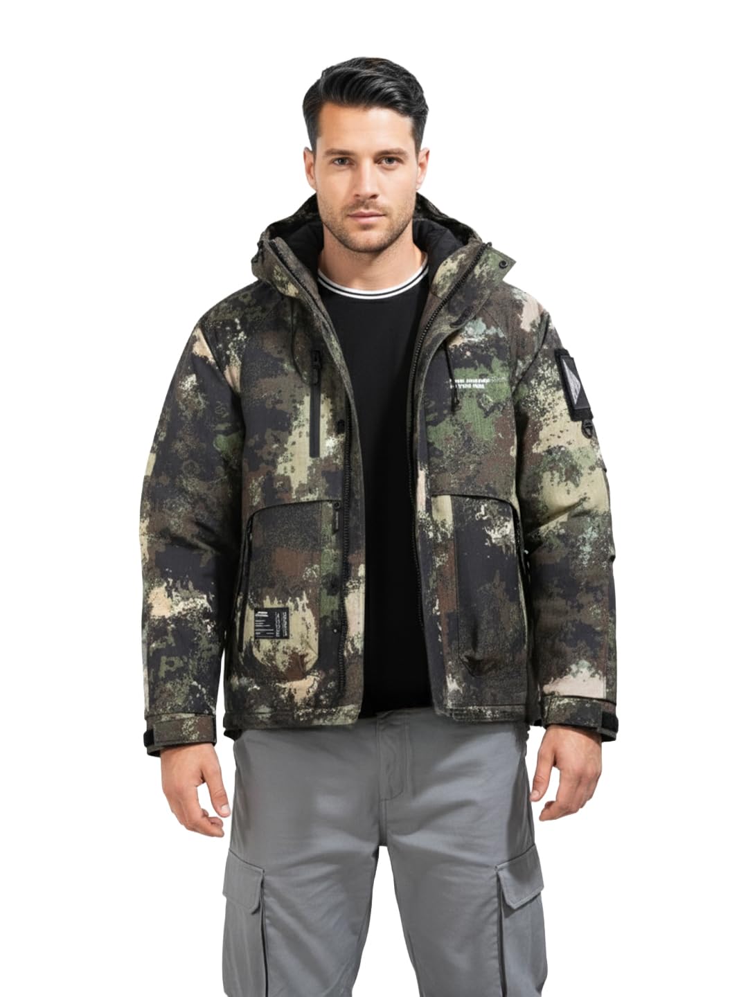 The Indian Garage Co Mens Regular Fit Long Sleeves Hooded Printed Hoodie