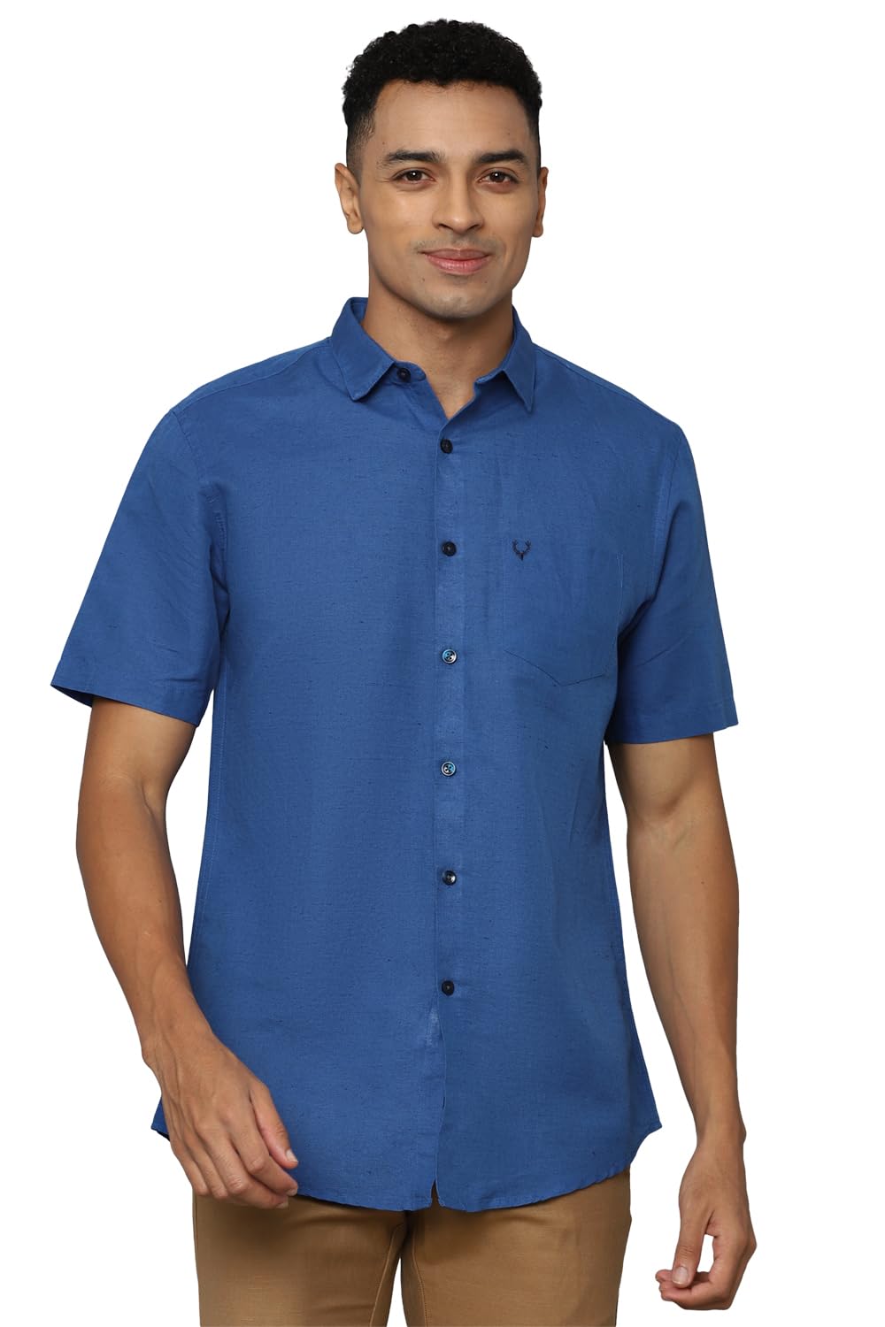 Allen Solly Men Slim Fit Casual Cotton Linen Short Sleeve Shirt