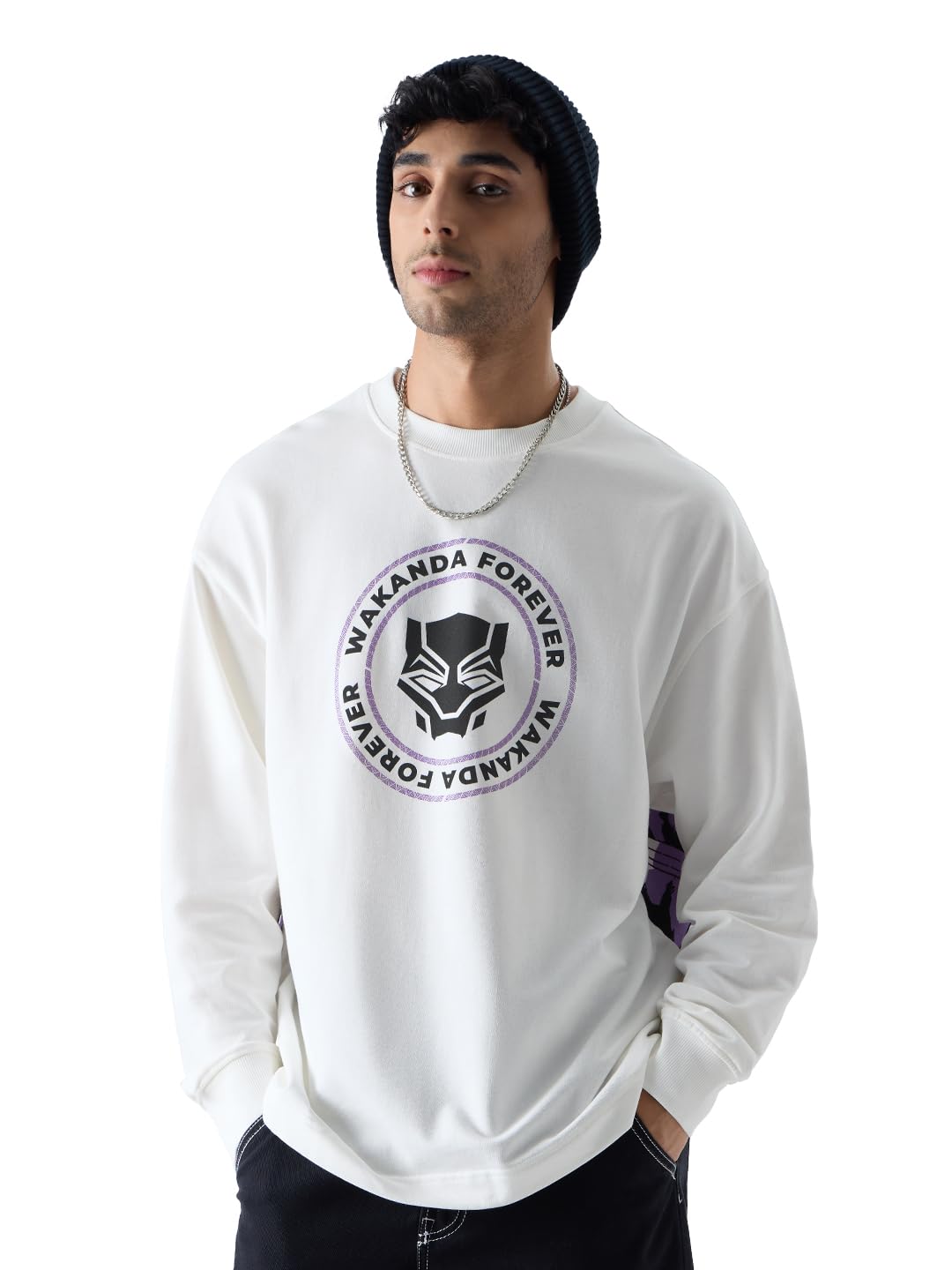 The Souled Store Black Panther: The Warrior Men Oversized Full Sleeve T-Shirts