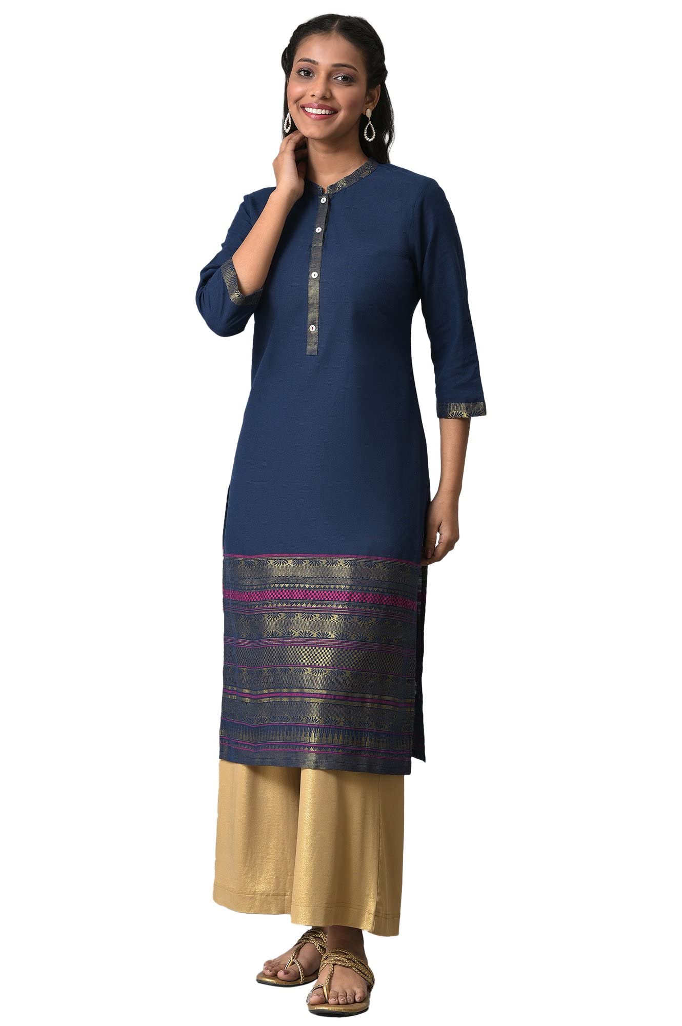 Navy Yarn-Dyed Festive Kurta