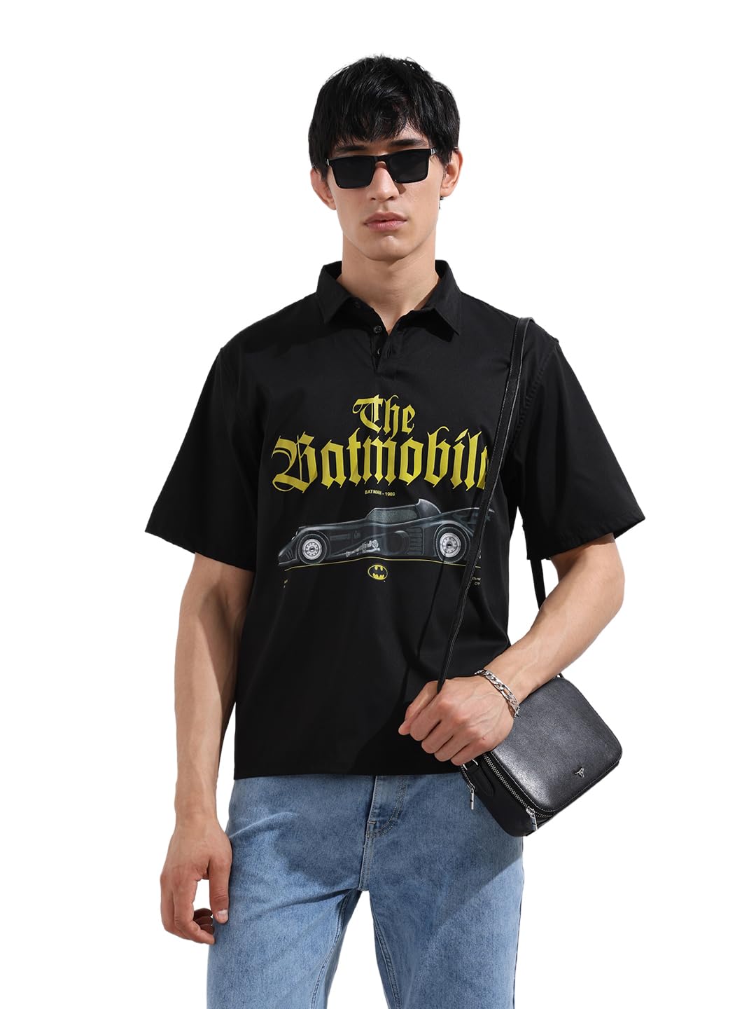 The Indian Garage Co Mens Loose Fit Batman Character Print Street Shirt