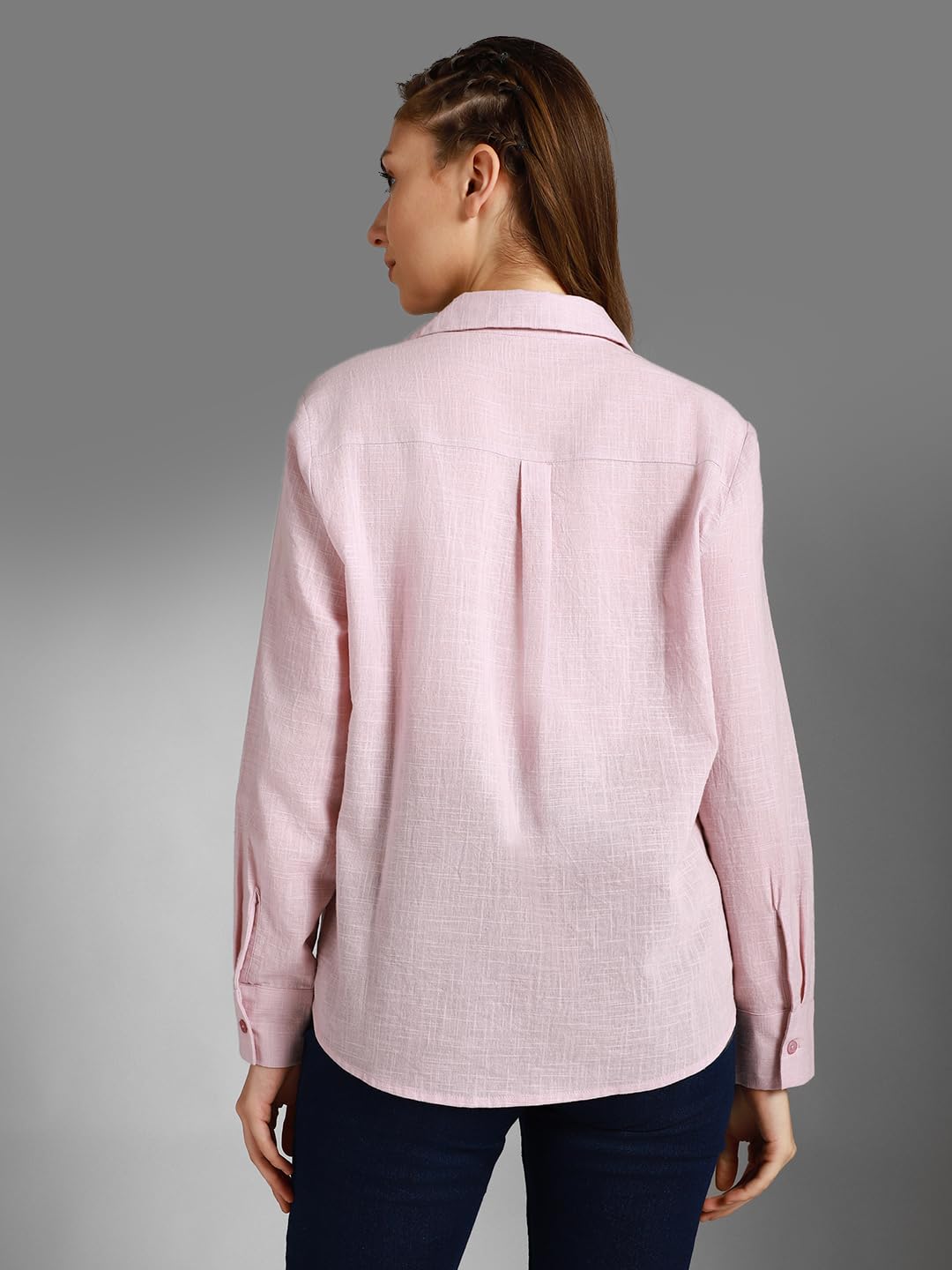 HIGH STAR Womens Oversized Fit Shirt (HSWSHW23509_PN_Pink
