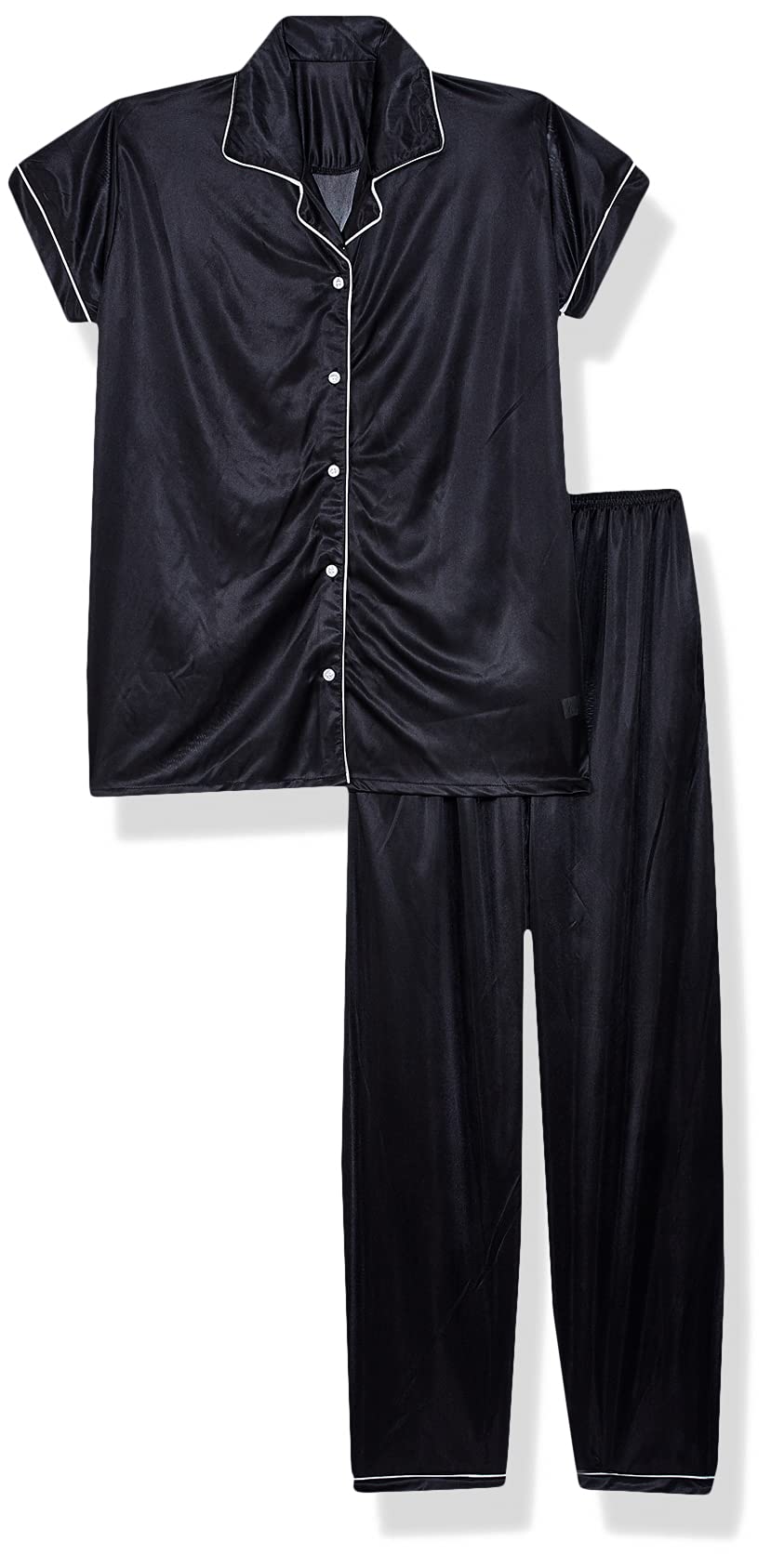 Clovia Womens Satin Casual Regular Pajama Set (NS1307P13XL_Black_XL)