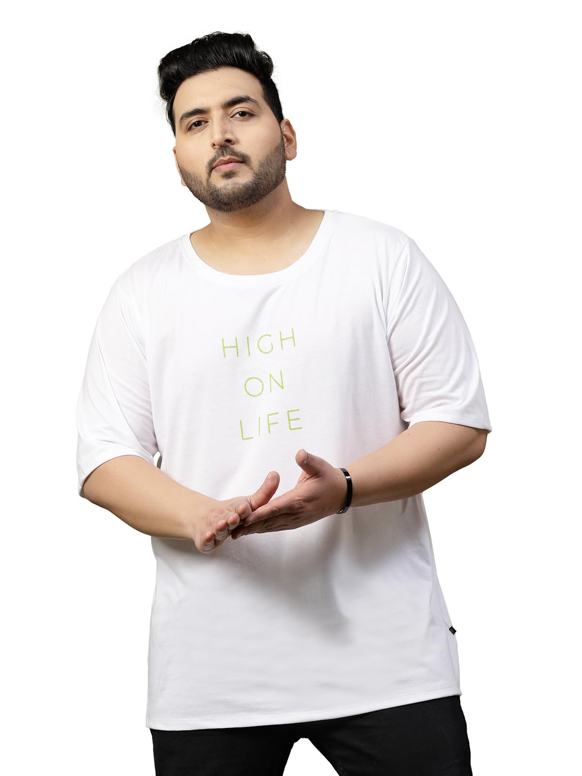 Rigo Printed Oversized T-Shirts for Men | Plus Size Oversized Tees for Men | Drop Shoulder T-Shirt for Men White