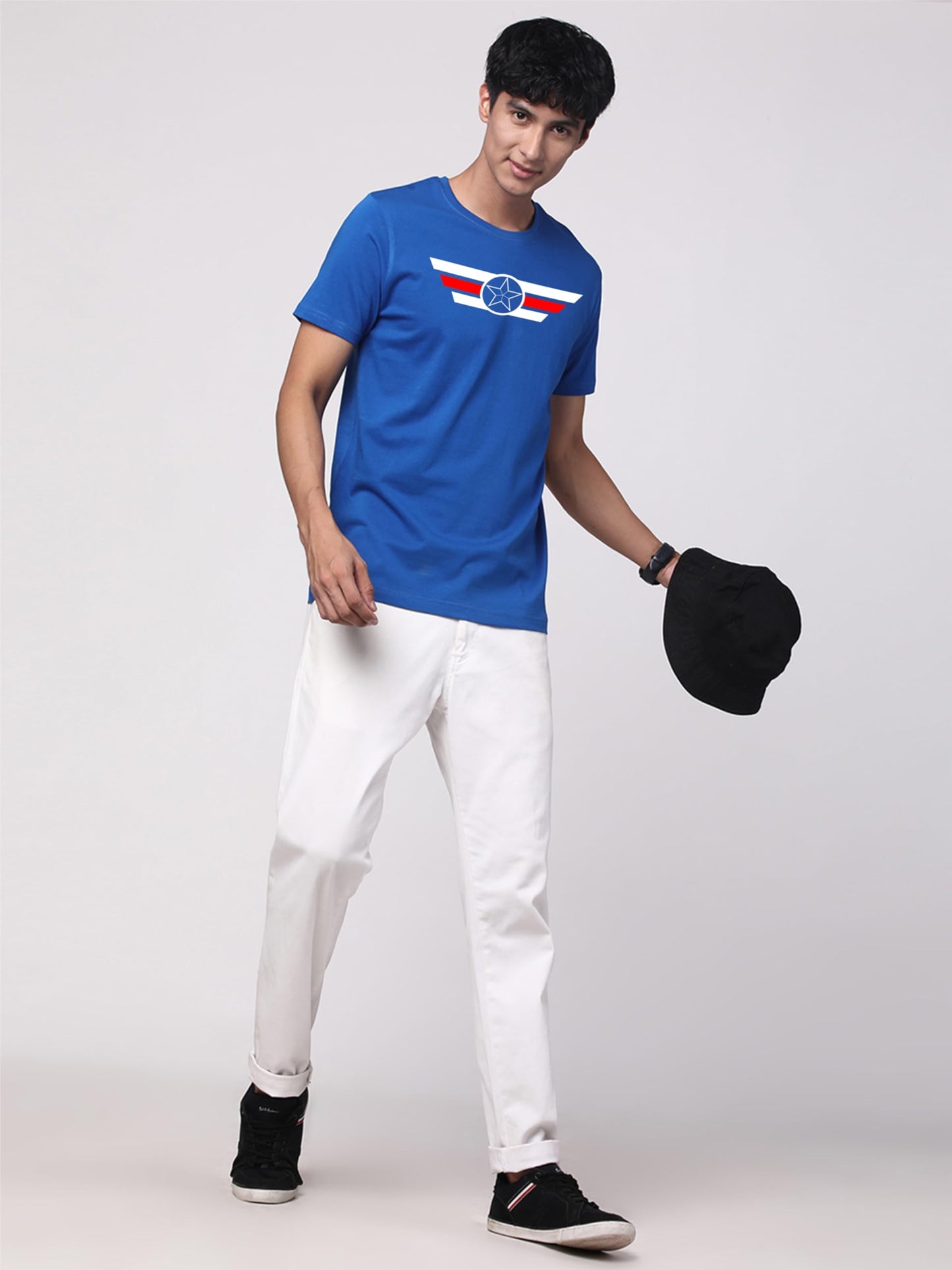 ADRO Tshirt for Men | Printed T Shirt for Men | 100% Cotton T-Shirt |Printed T Shirt | T-Shirts | RN24-CAP-RB-S Royal Blue