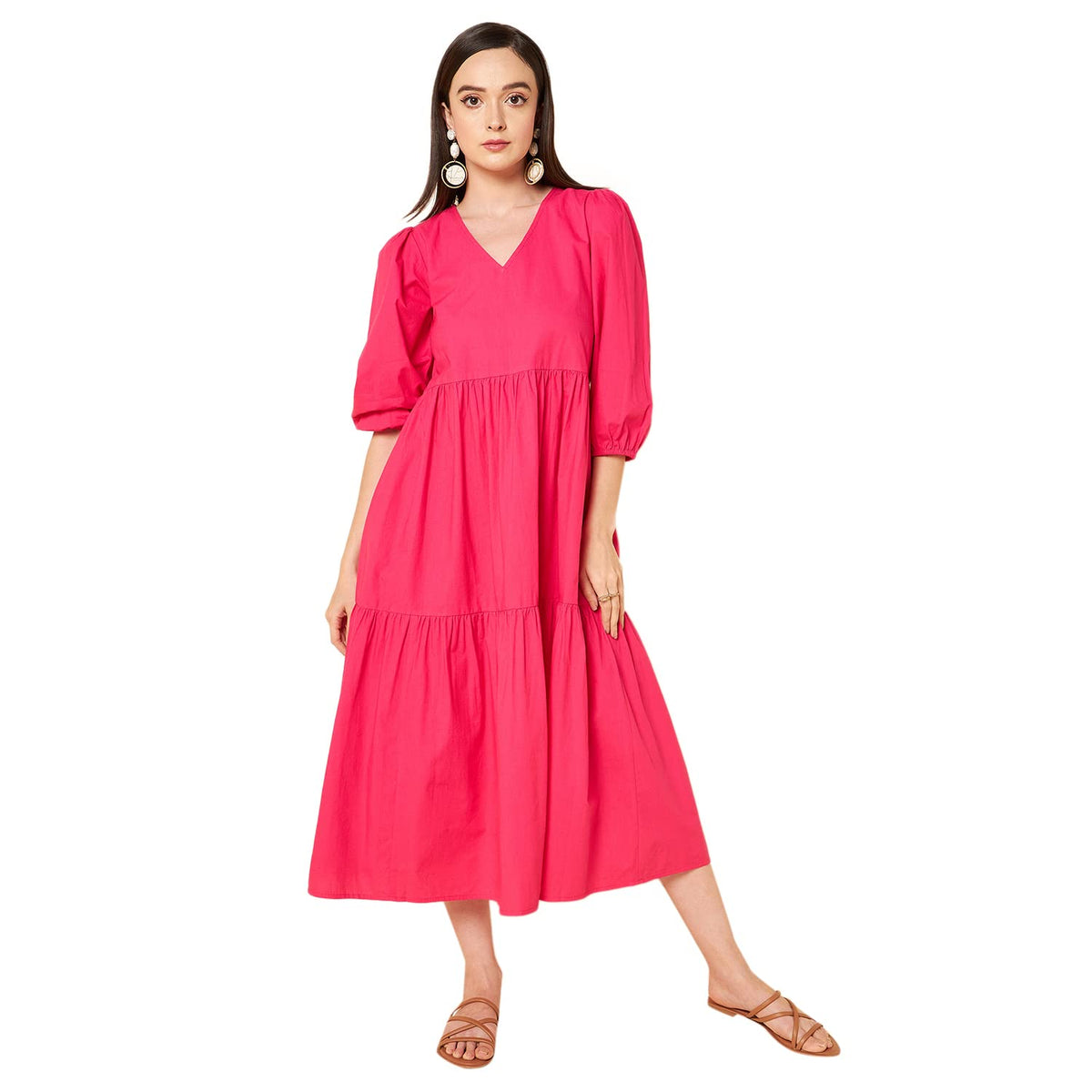 High Star WomenS Cotton Full-Length Maxi Dresses (Hswdrs23005_Mg_Magenta_Xxl)