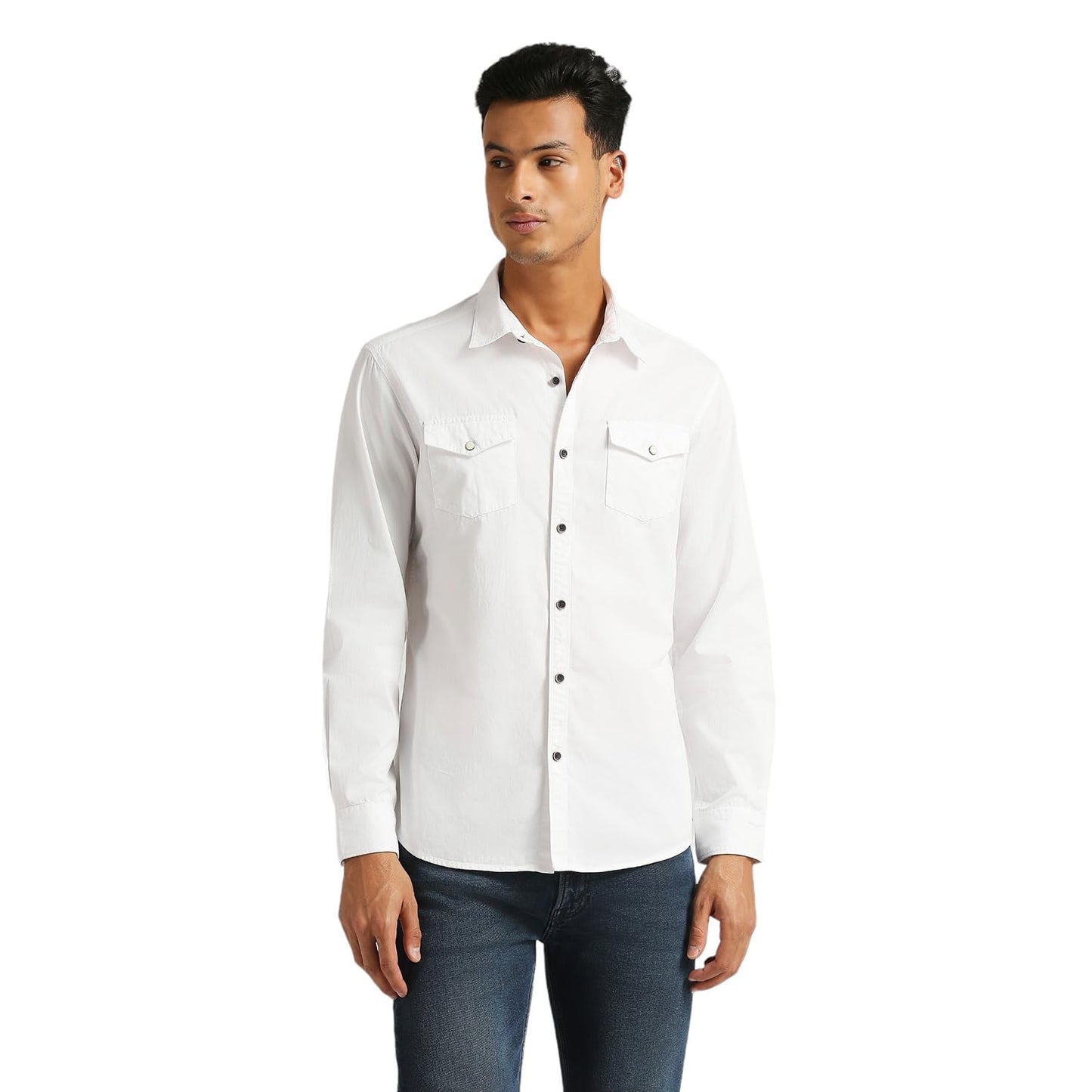 Pepe Jeans MenS Solid Regular Fit Shirt (Pm308758_Black