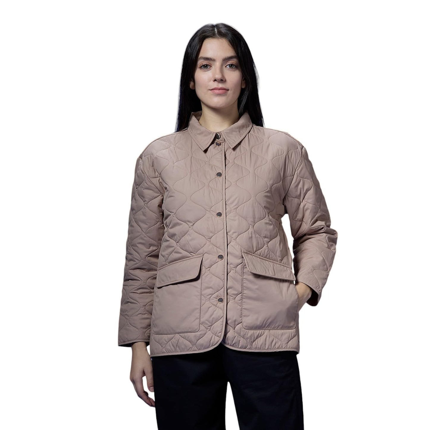 Beige Full Sleeve Puffer Jacket