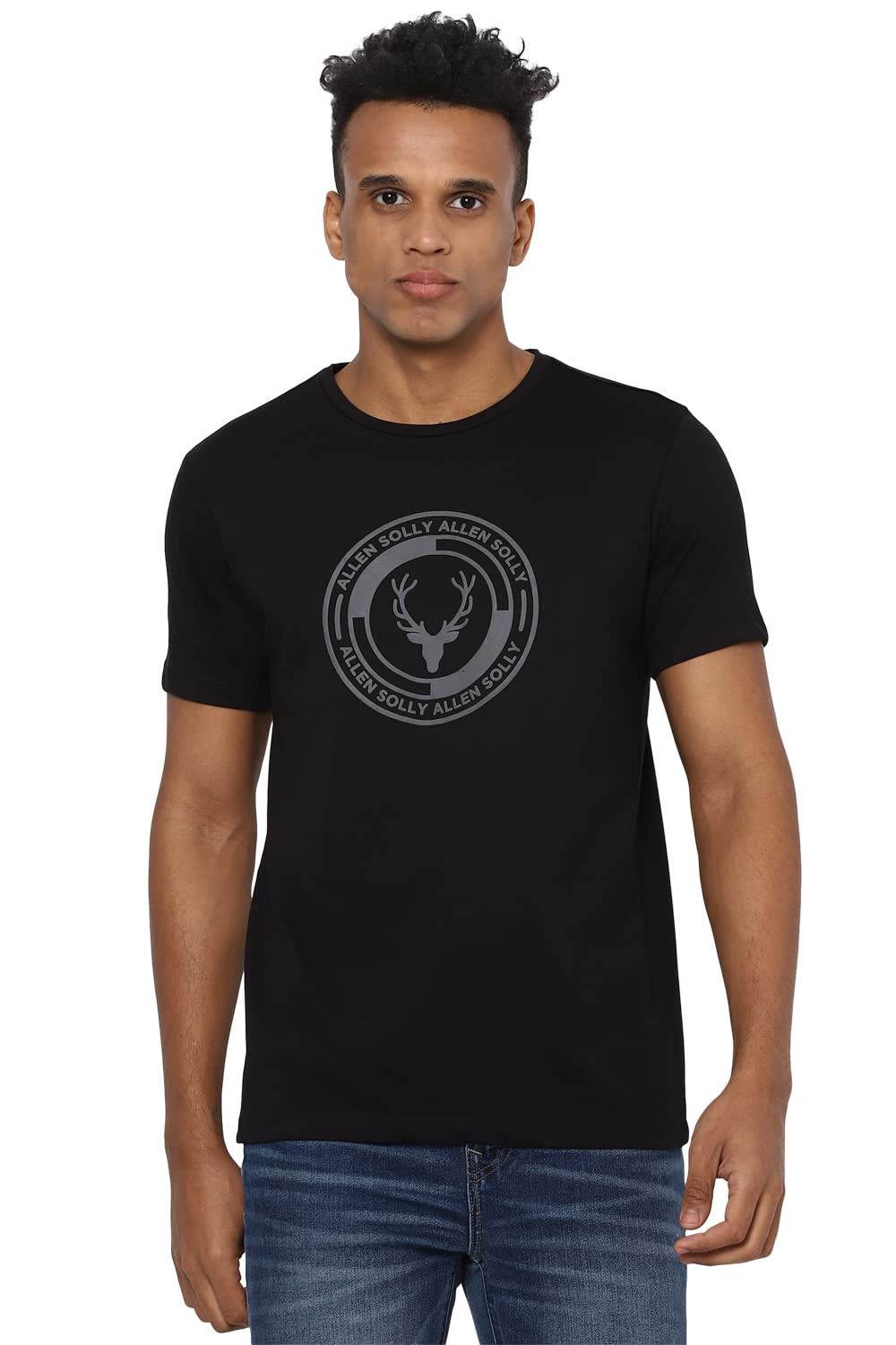 Allen Solly Men Regular Fit Printed Graphic Cotton Crew Neck T-Shirt