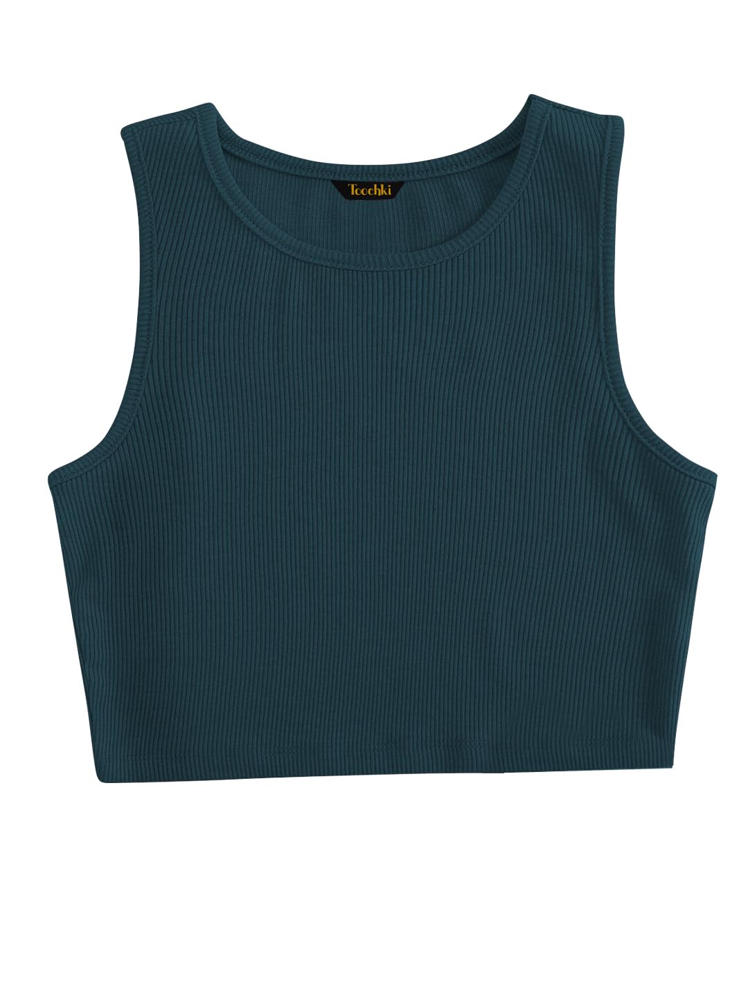 Toochki Tops for Woman | dex Top | Crop | Short | Western | for Jeans | Sleeveless | Stretchable | Dark Green