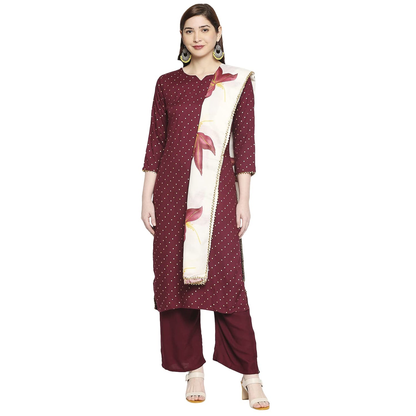 ANNI DESIGNER Womens Kurta with Pant & Dupatta (Rayon Purple_GSK Small)
