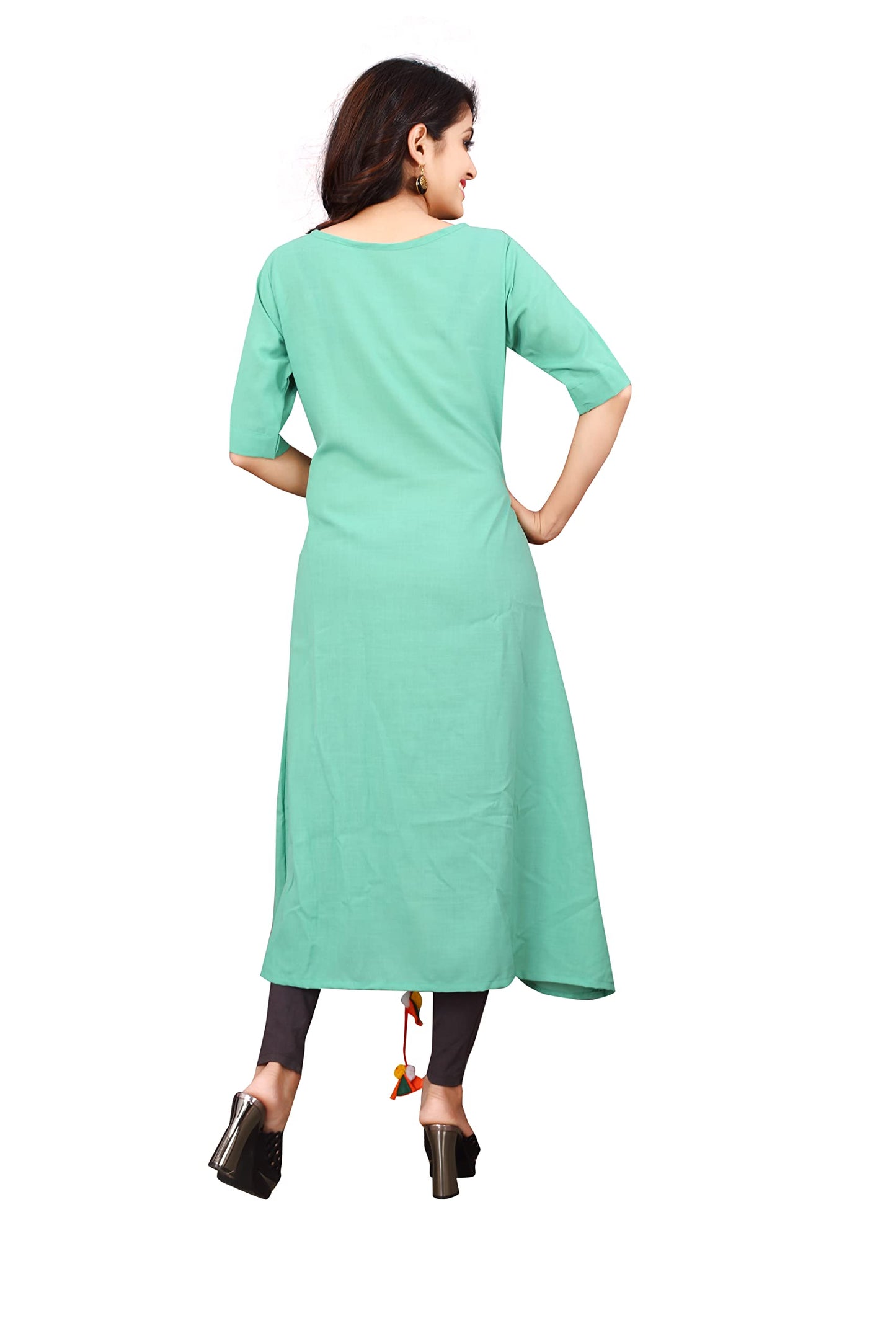 Leriya Fashion Women's Rayon Fully Stitched Printed Kurti/Kurta and Bottom Set with Pent (Leggings) for Women & Girls