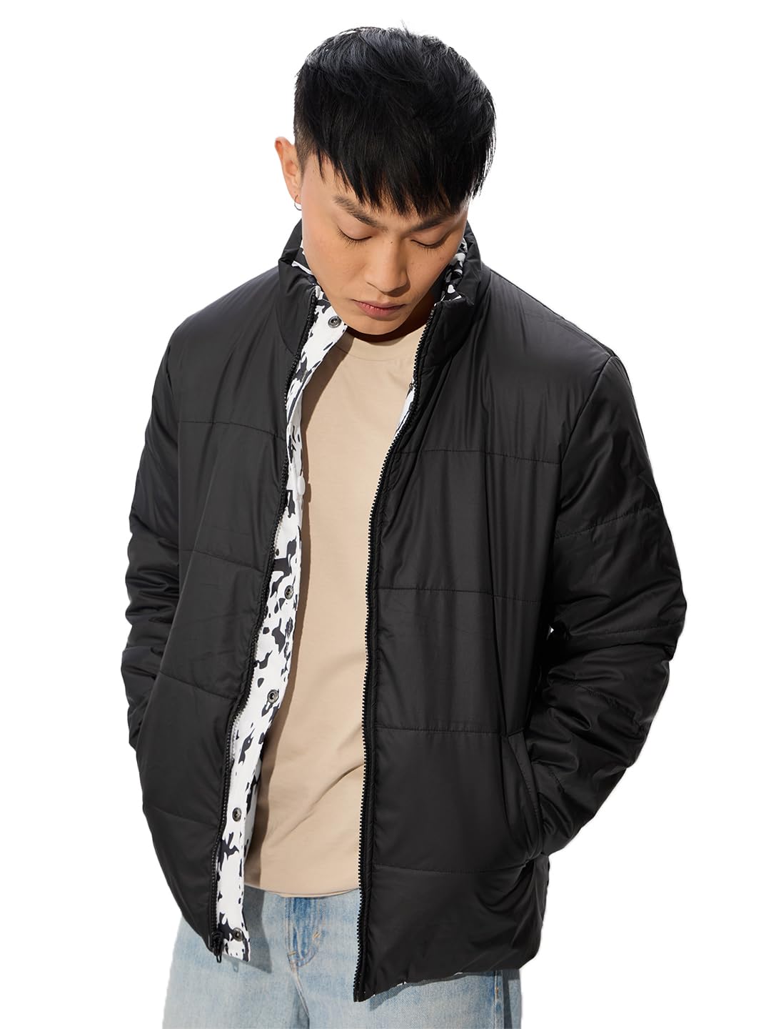 The Souled Store Zebra Women and Girls Winter Reversible Puffer Jackets