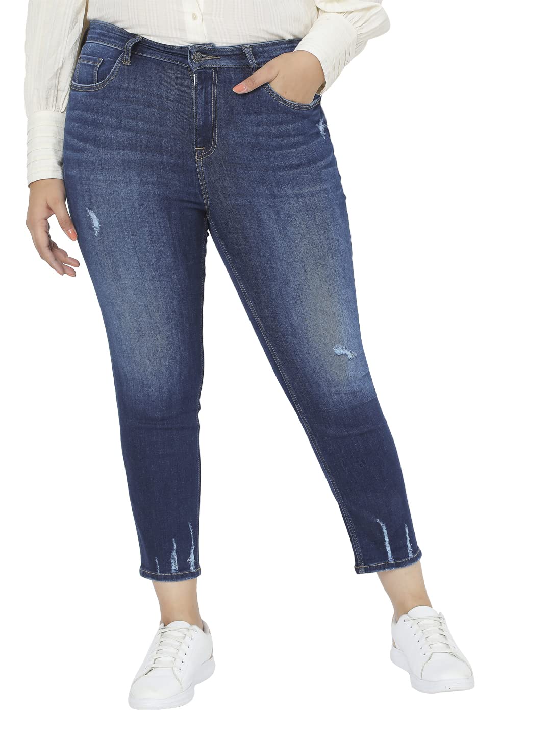 Vero Moda Curve WomenS Skinny Jeans (193618701-Dark Blue_Dark 42)