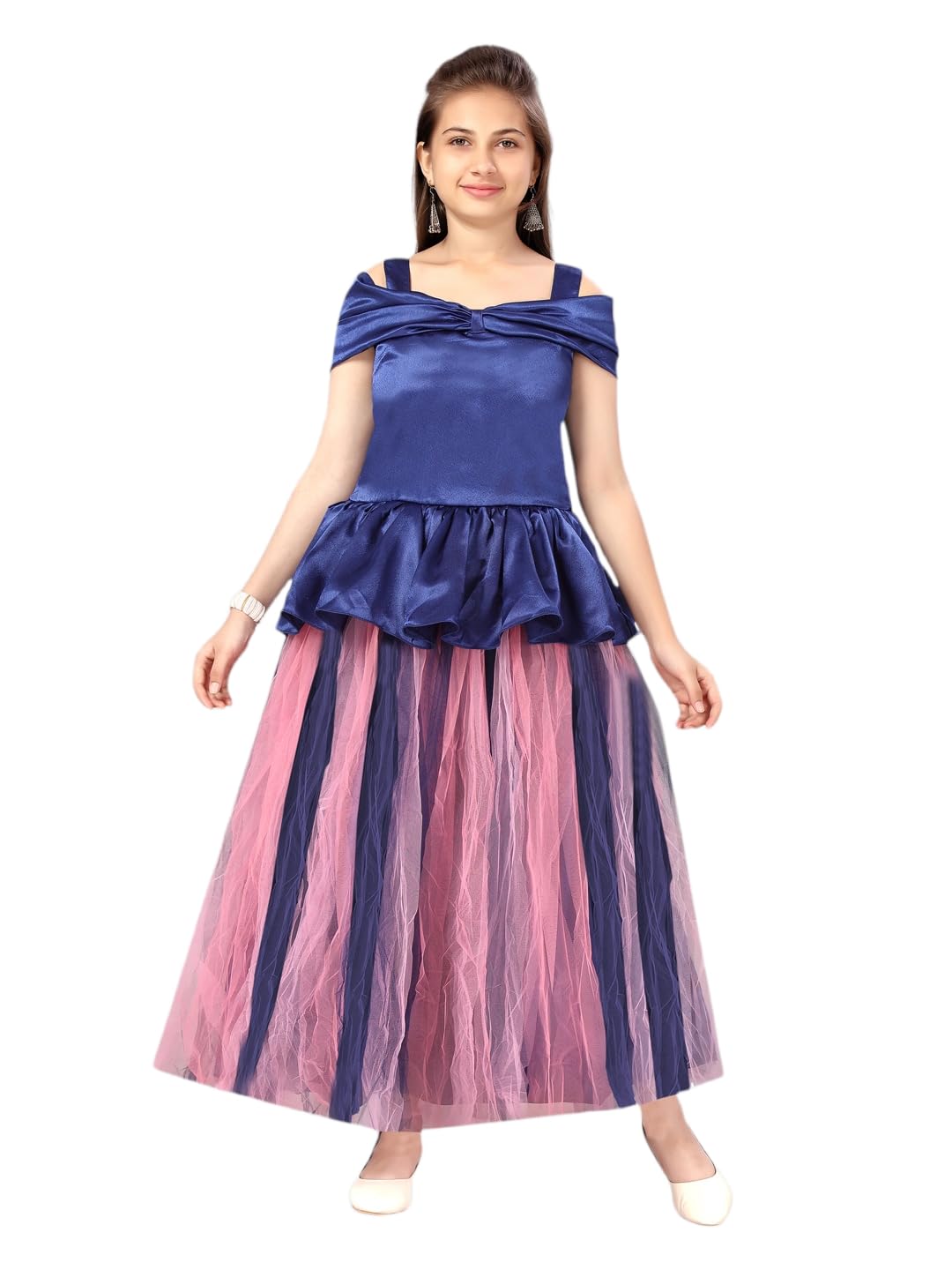 Aarika Girls Blue Gown (JLY_G_3001_Navy_Blue_36)