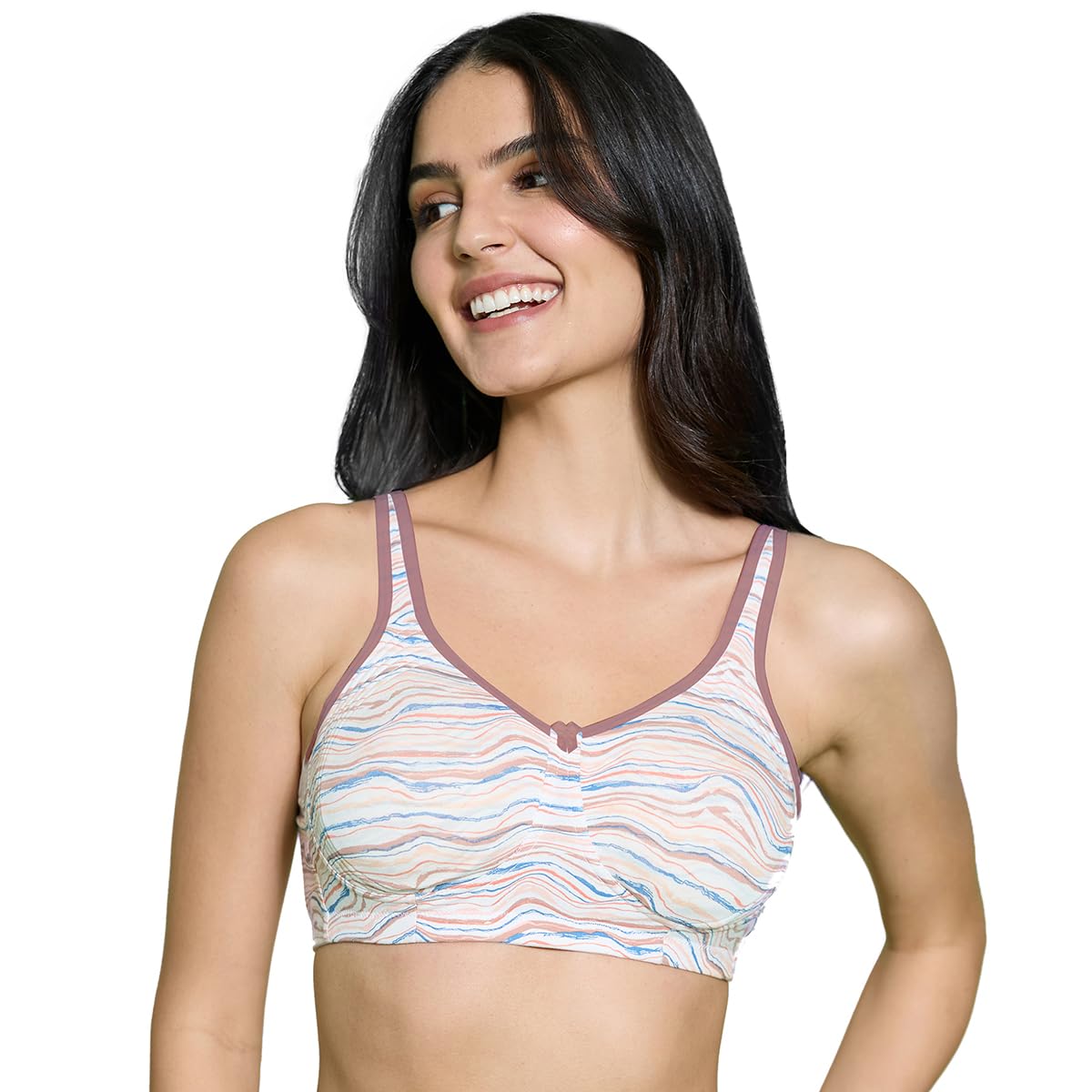 Nykd Double Layer Cotton Printed Bra With Wide Wings And U-Back For All-Day Comfort And Support | Stitched Cups And Stylish Prin