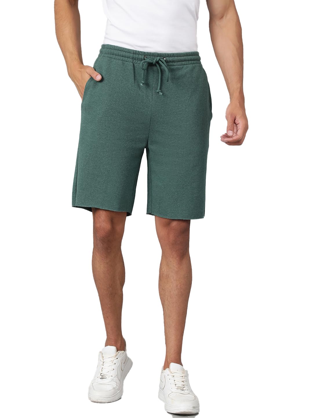 Kotty Solid Men Casual Shorts Dark Green
