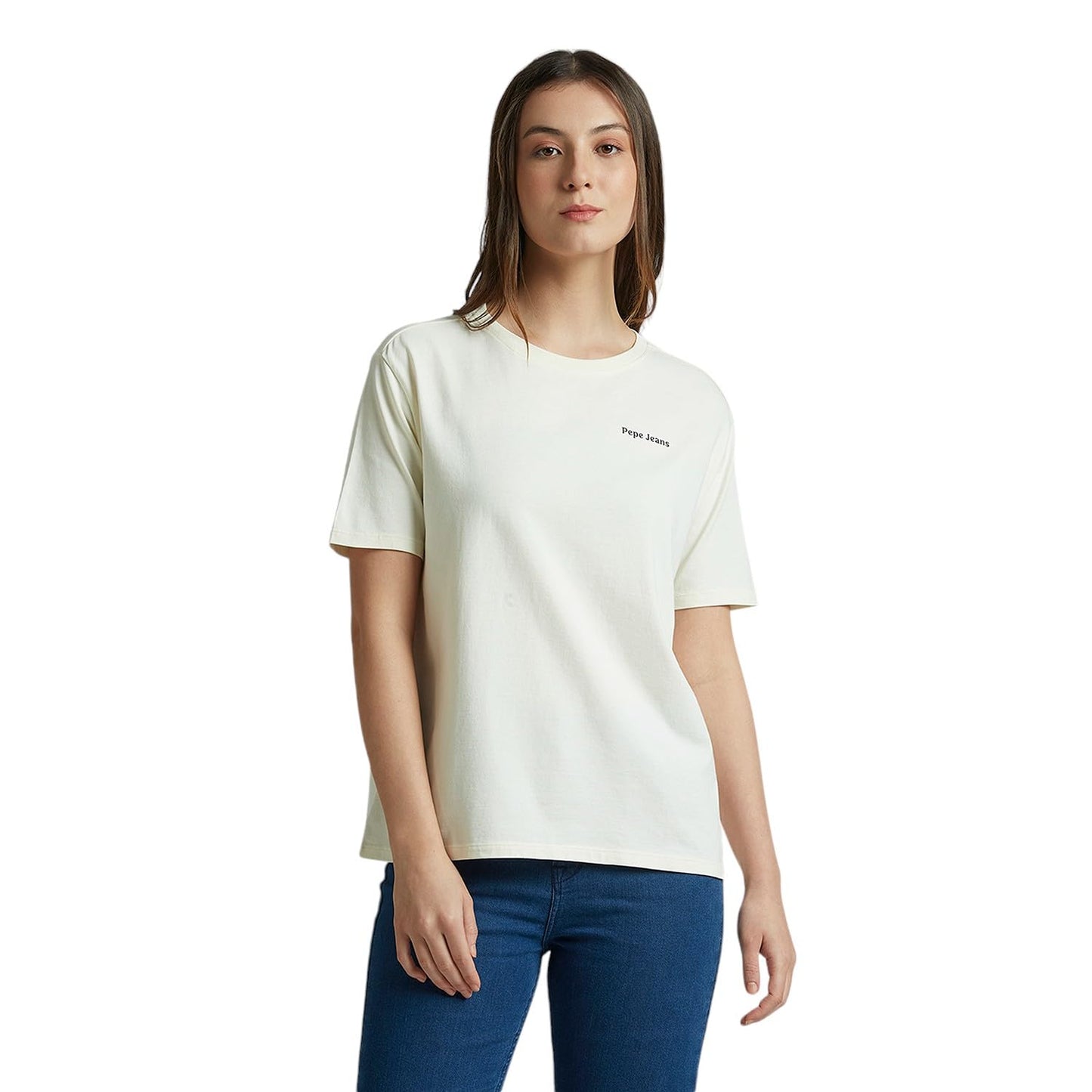 Pepe Jeans Women'S Regular Fit T-Shirt (Pl506099_Mousse White