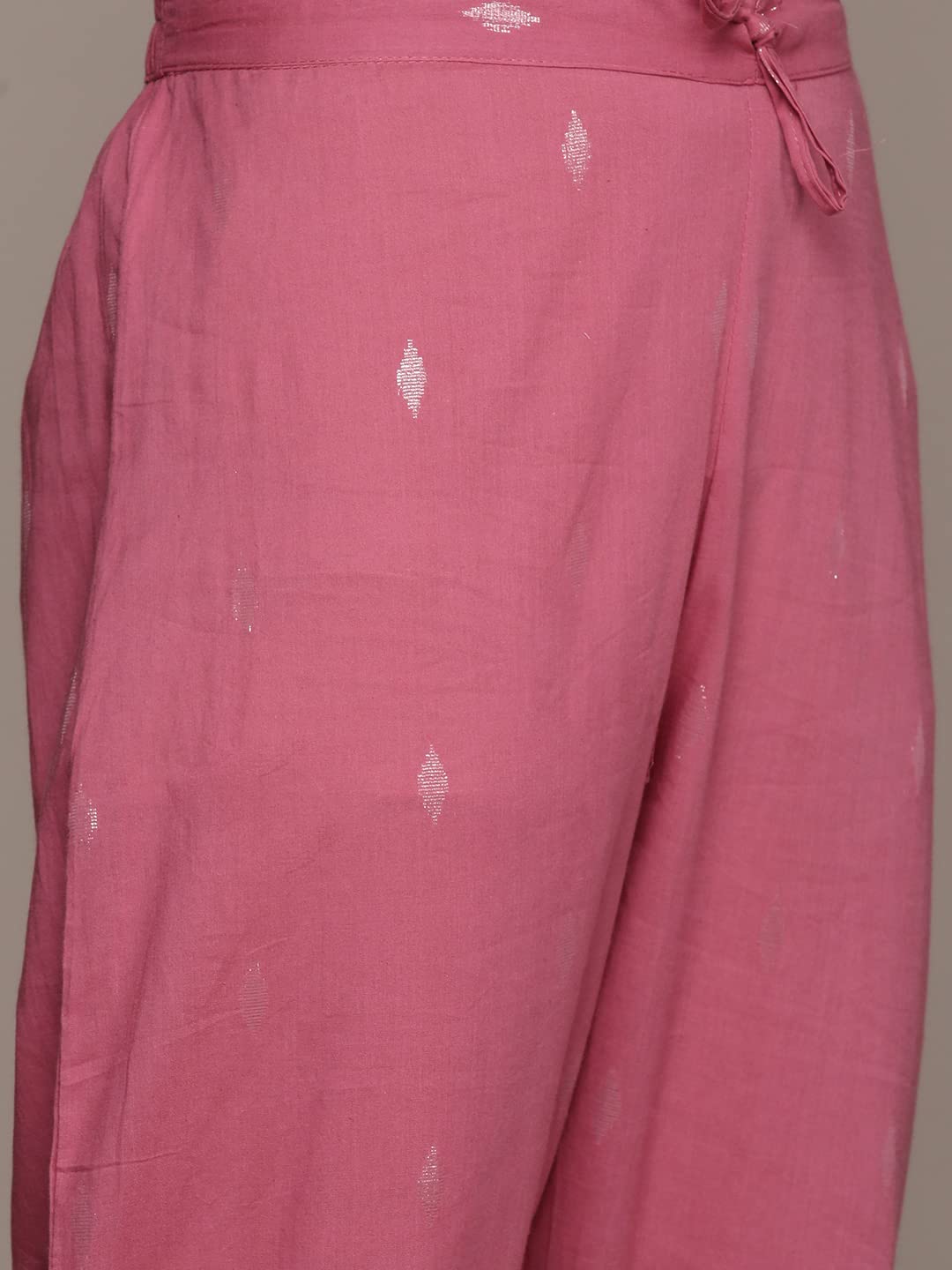 ishin Cotton Blend Women's Muave Floral Yoke Design Flared Kurta Set With Pants & With Dupatta