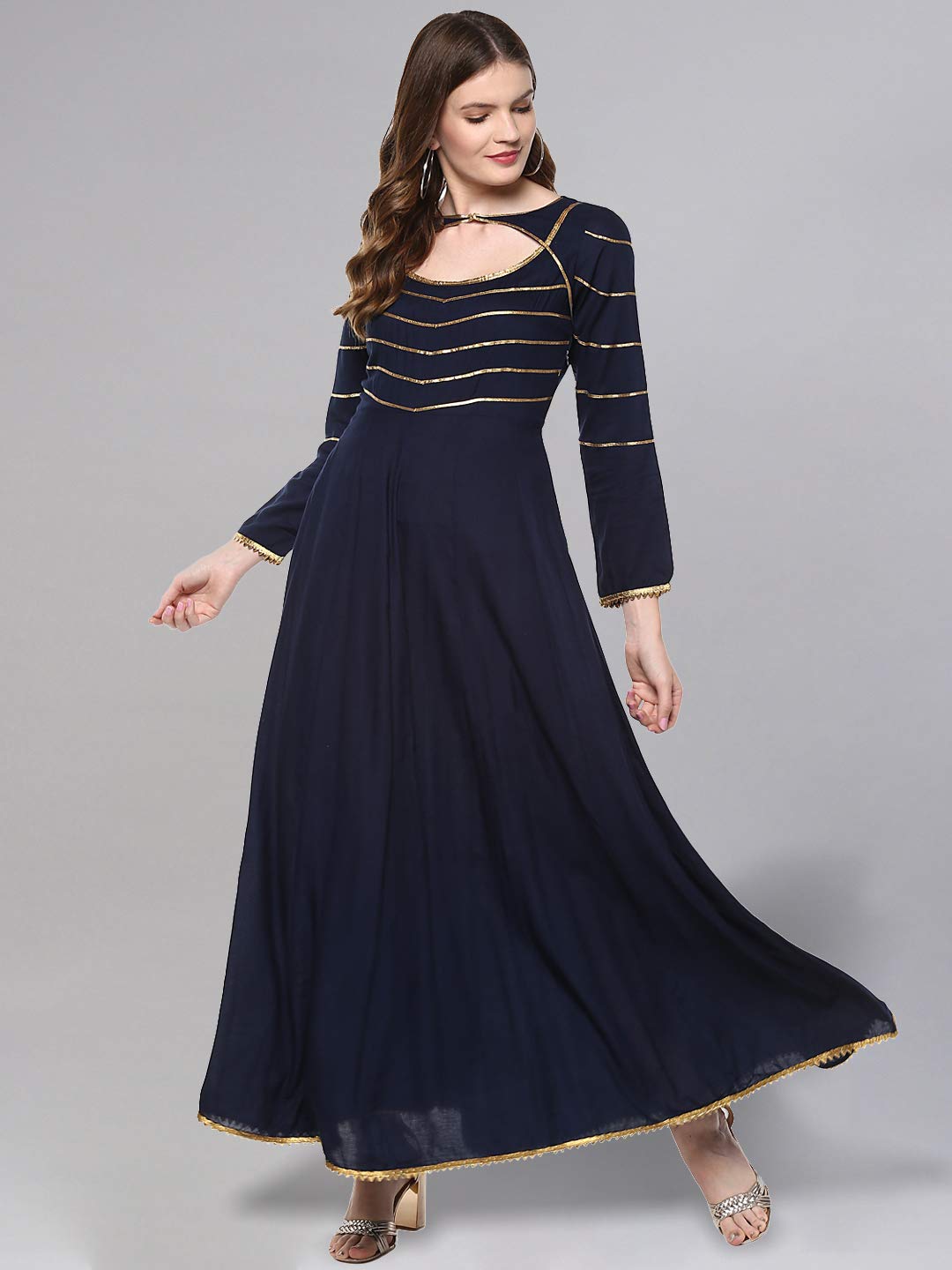 idaLia Women's Rayon A-Line Ankle Length Kurta
