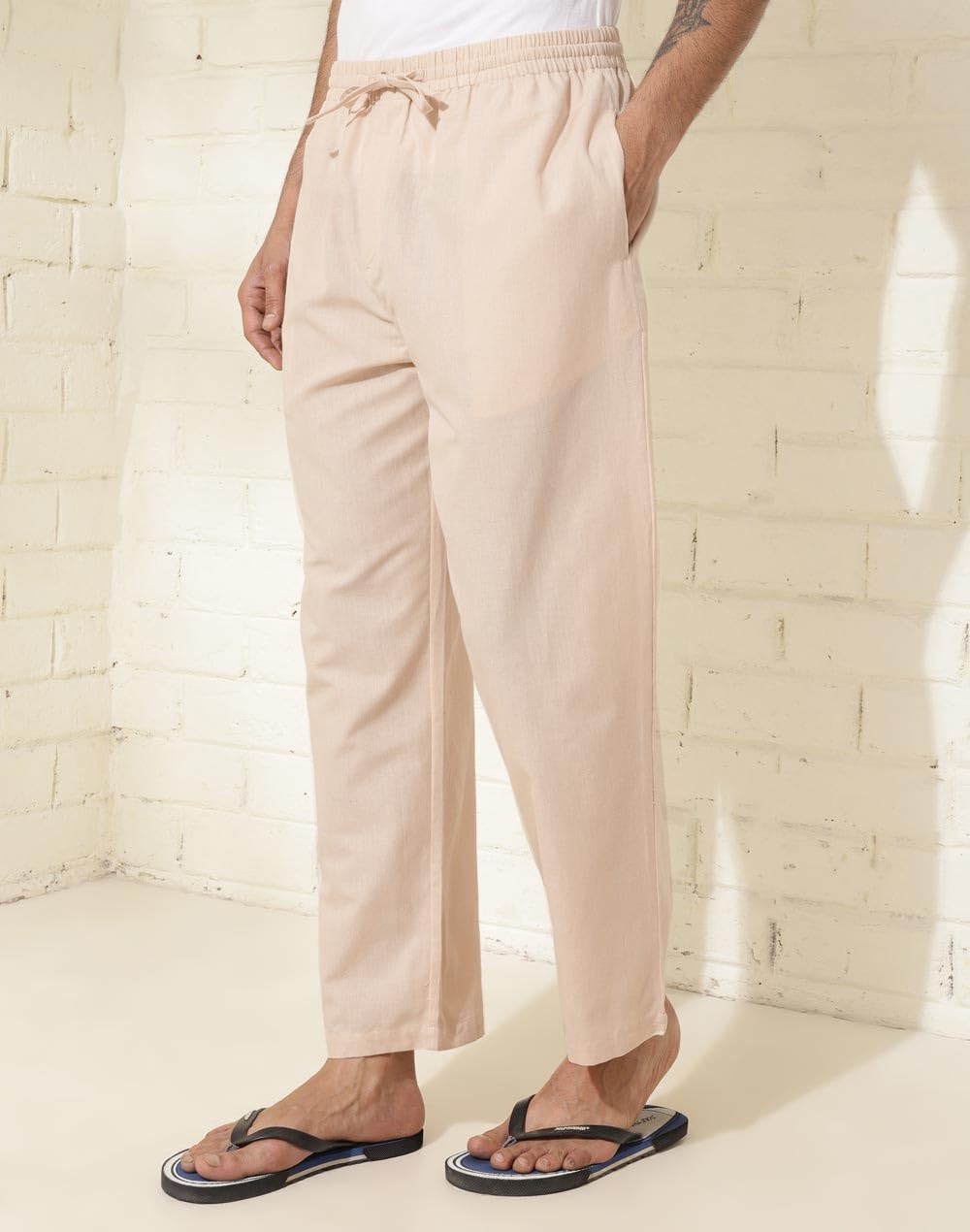 Fabindia Beige Cotton Woven Pyjama