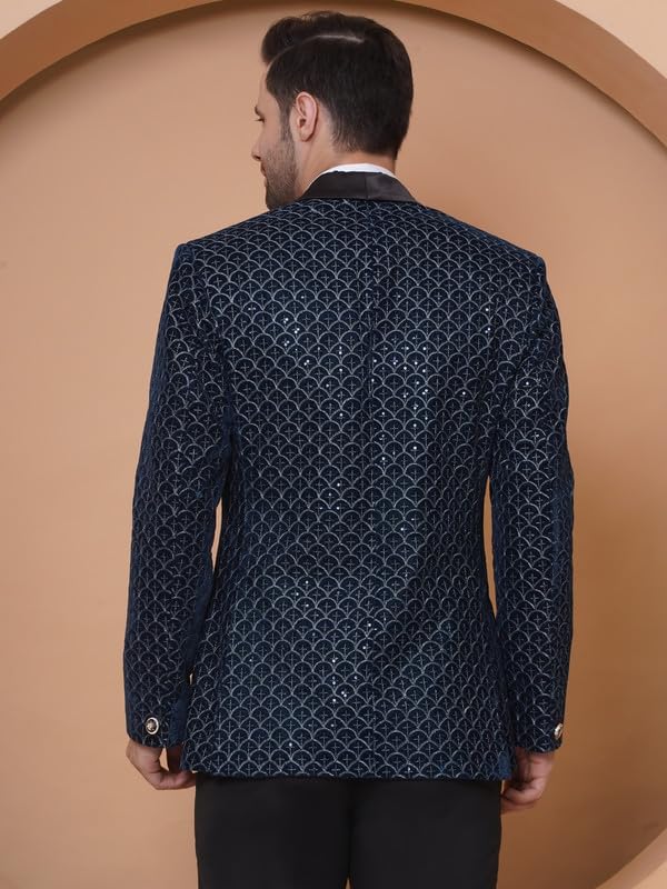Favoroski Wedding Sequence Blazer Suit For Men | Festive Blazers For Men | Embroidered Velvet Blazer | Relaxed Fit Blazer For Me