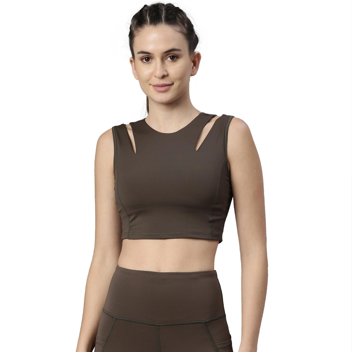 Enamor Womens Polyester Padded, With Removable Pads Wire Free Sports Bra Green