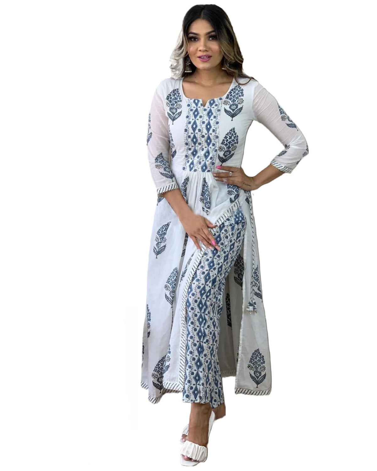 GoSriKi Womens Rayon Printed Straight Kurta with Pant