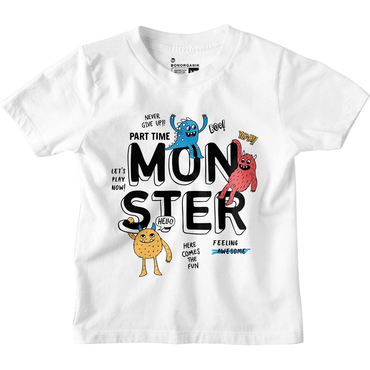 Bon Organik Boys Regular Fit T-Shirt (BON12156_White