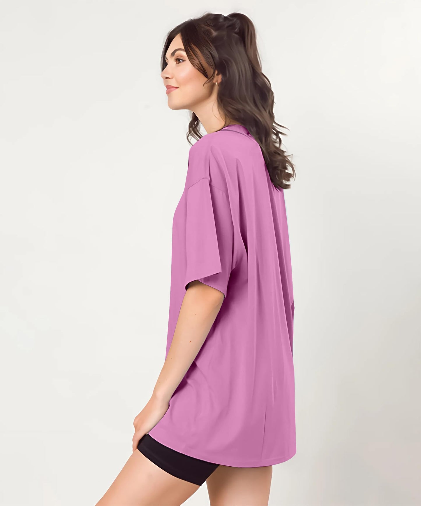 SHODOX Bio-Washed Anti Bacterial 100% Pure Cotton Womens Oversized Solid T-Shirt | Cozy Soft, Less Wrinkles Loose Fit, Drop Shou